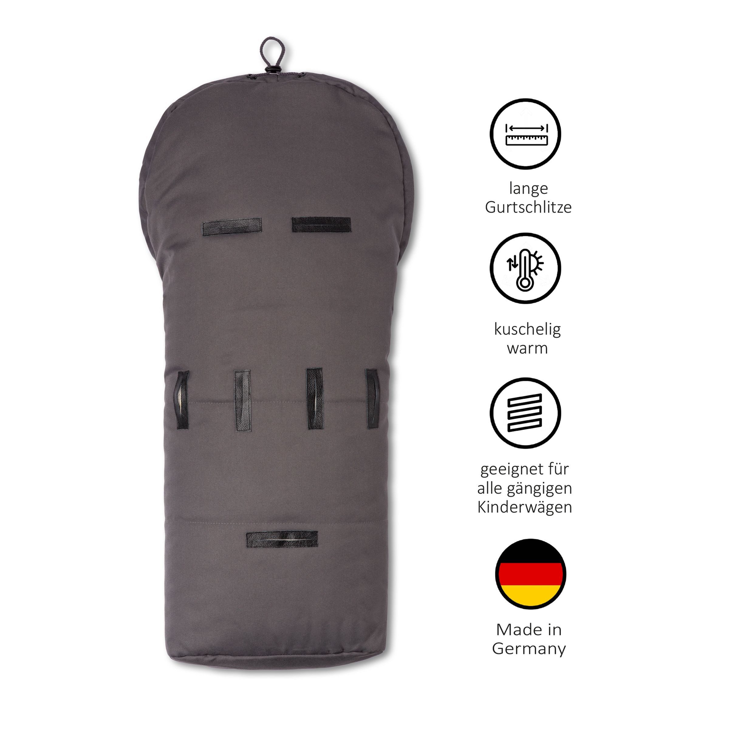Hofbrucker seit 1948 Fußsack Lammfell-Fußsack Eskimo für Babyschale, Kinderwagen und Buggy, warmer Winterfußsack mit echtem Lammfell wasserabweisend mit mittigem