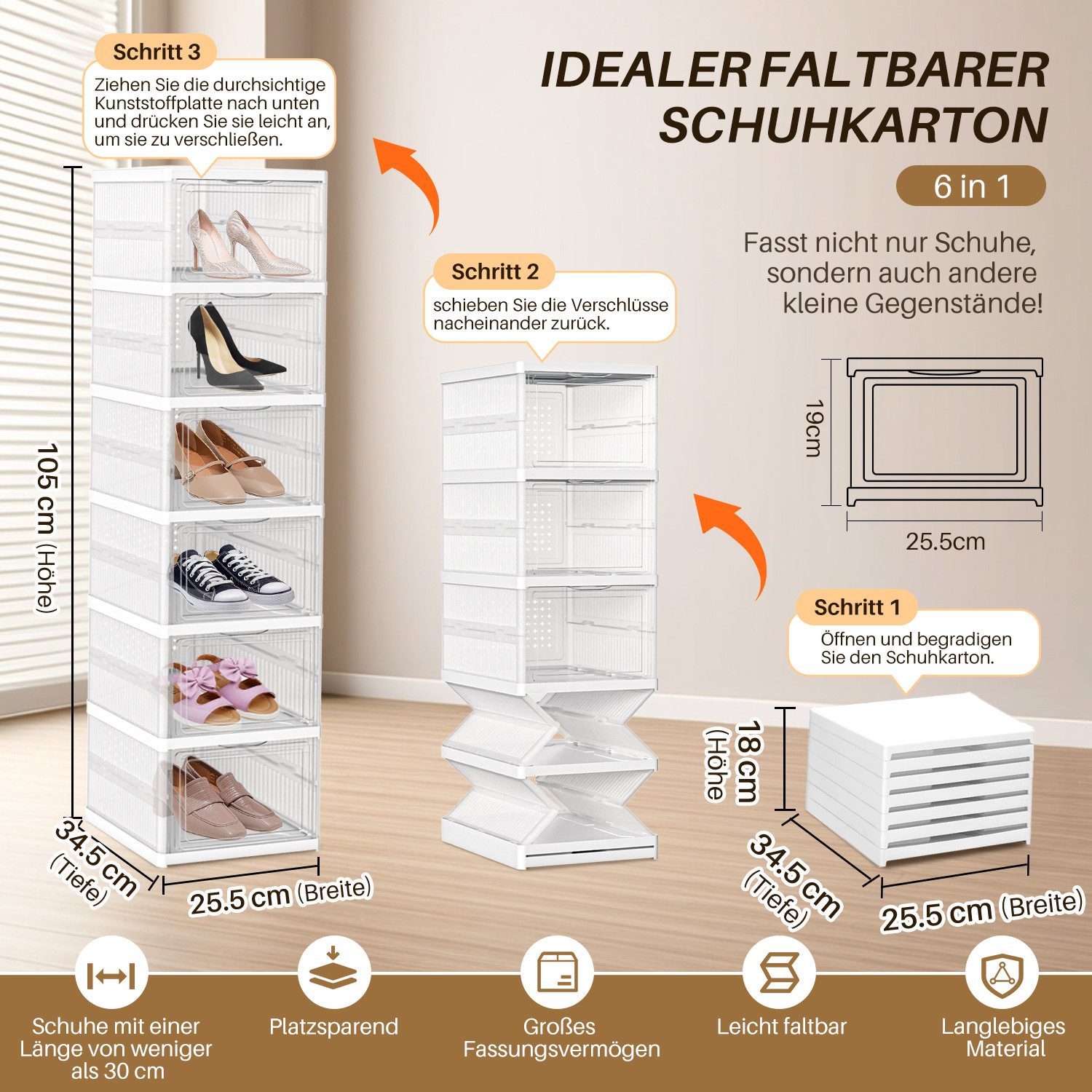 Clanmacy Schuhbox Schuhboxen Stapelbar Aufbewahrungsboxen 6er günstig online kaufen