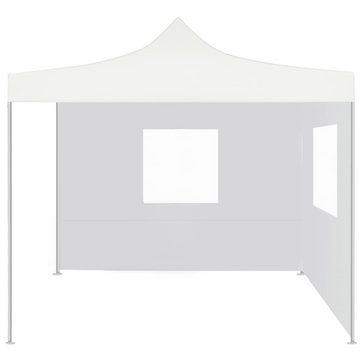 vidaXL Partyzelt Profi-Partyzelt Faltbar mit 2 Seitenwänden 3×3m Stahl Weiß