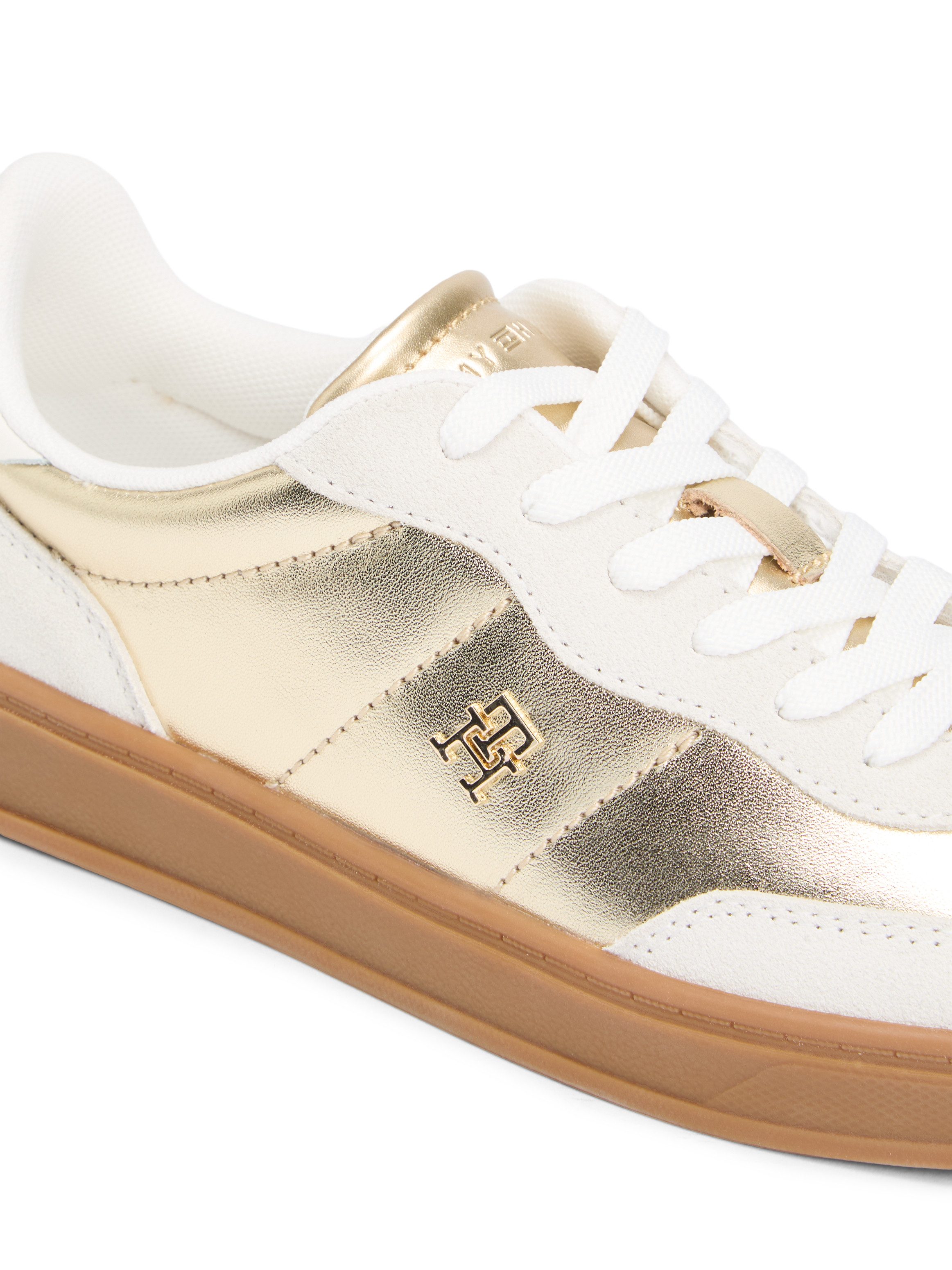 Tommy Hilfiger MU JACKIE METALLIC Plateausneaker, Freizeitschuh, Halbschuh, Schnürschuh im glänzenden Metallic-Look