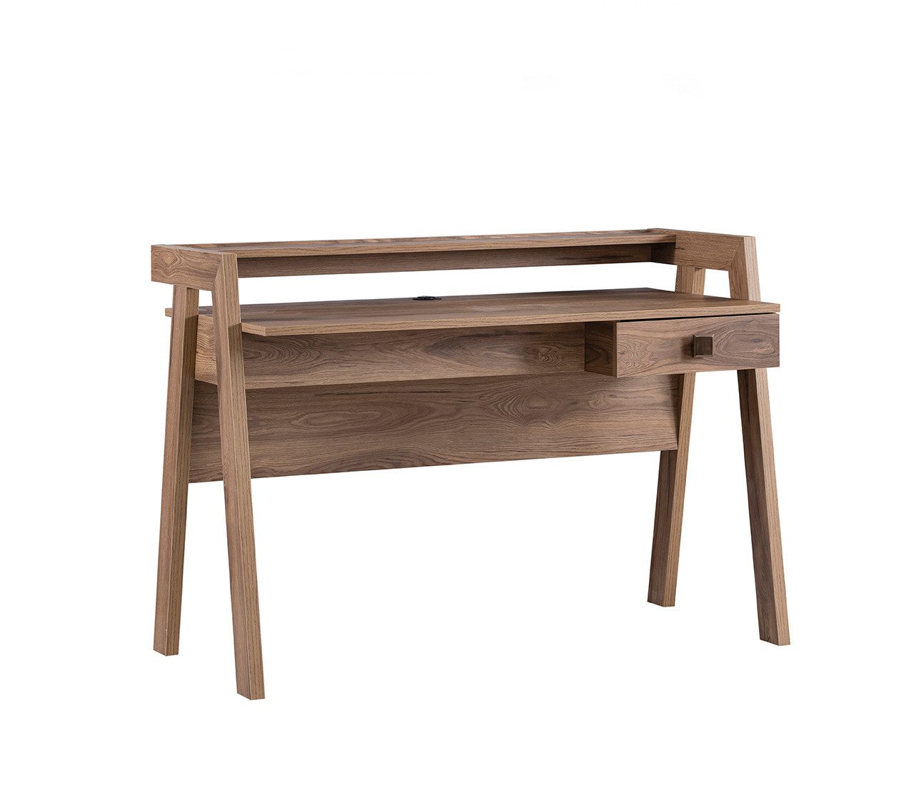 Möbel-Zeit Schreibtisch TRIO – A-Form Design in Holzoptik – Mit 2x USB & Schublade