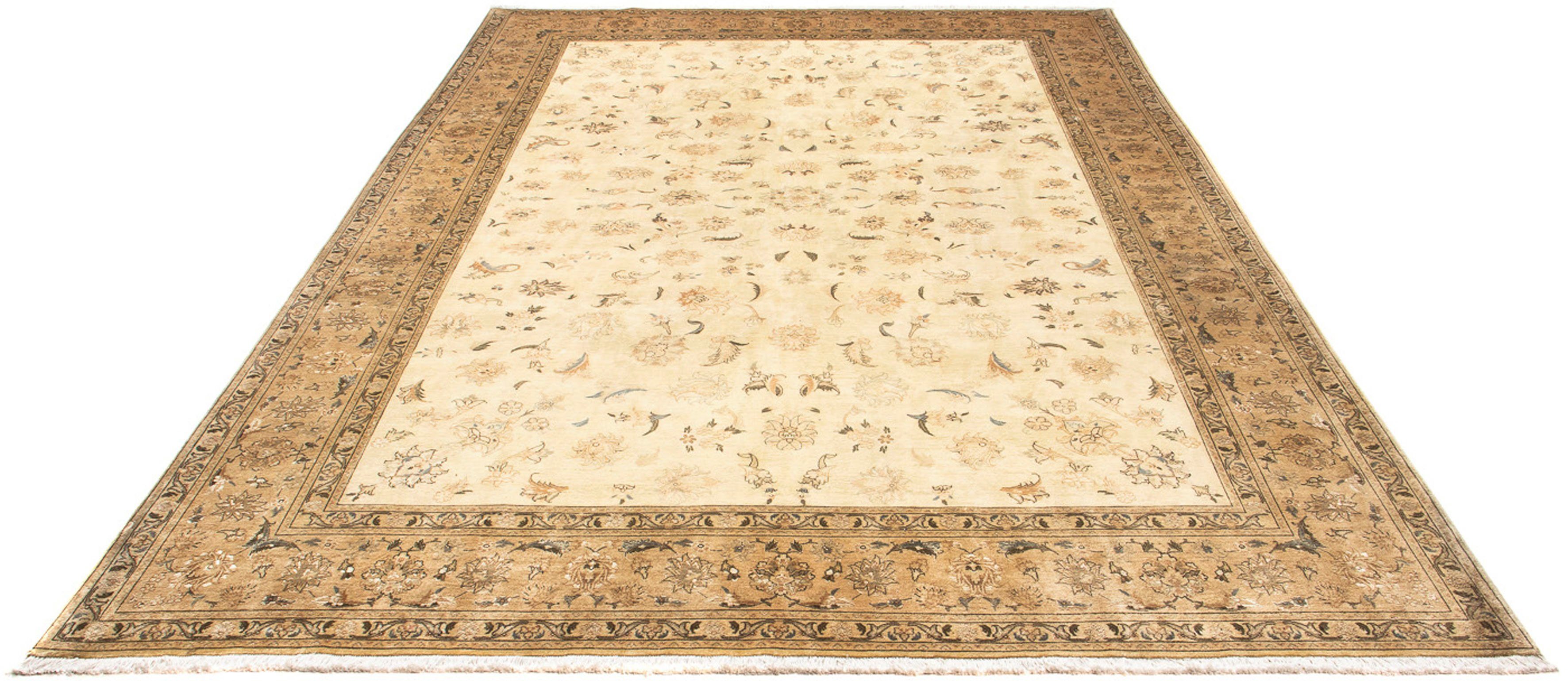 Orientteppich Perser - Täbriz - Royal - 308 x 201 cm - beige, morgenland, rechteckig, Höhe: 7 mm, Wohnzimmer, Handgeknüpft, Einzelstück mit Zertifikat