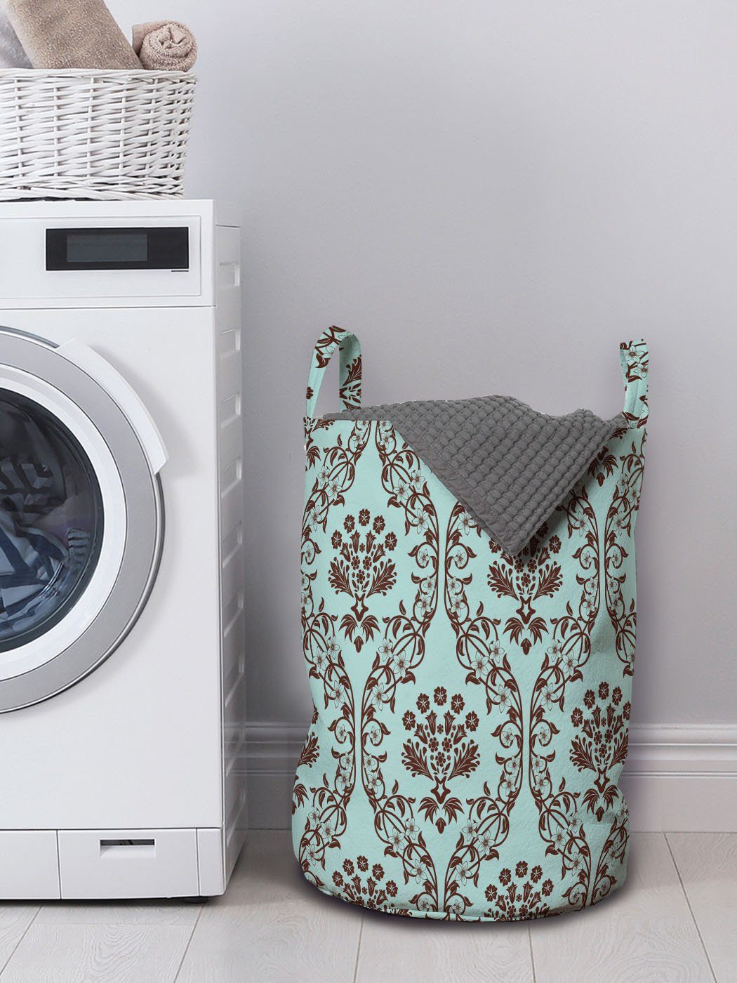 Abakuhaus Wäschesäckchen Wäschekorb mit Damast Kordelzugverschluss Kunst Waschsalons, Blumen für orientalische inspiriert Griffen