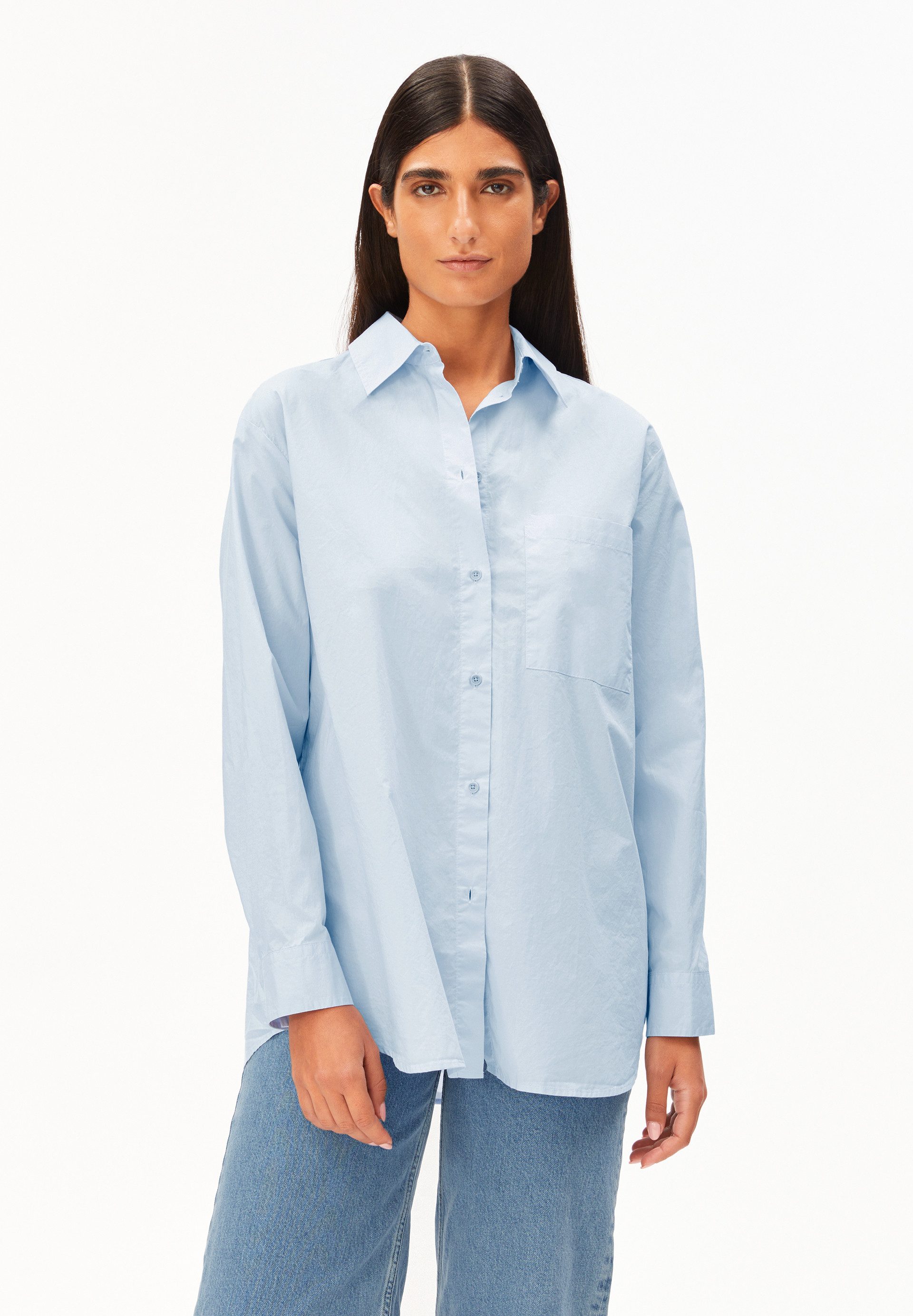 Armedangels Hemdbluse MAALGAA Bluse aus Bio-Baumwolle Loose Fit (1-tlg) Run günstig online kaufen