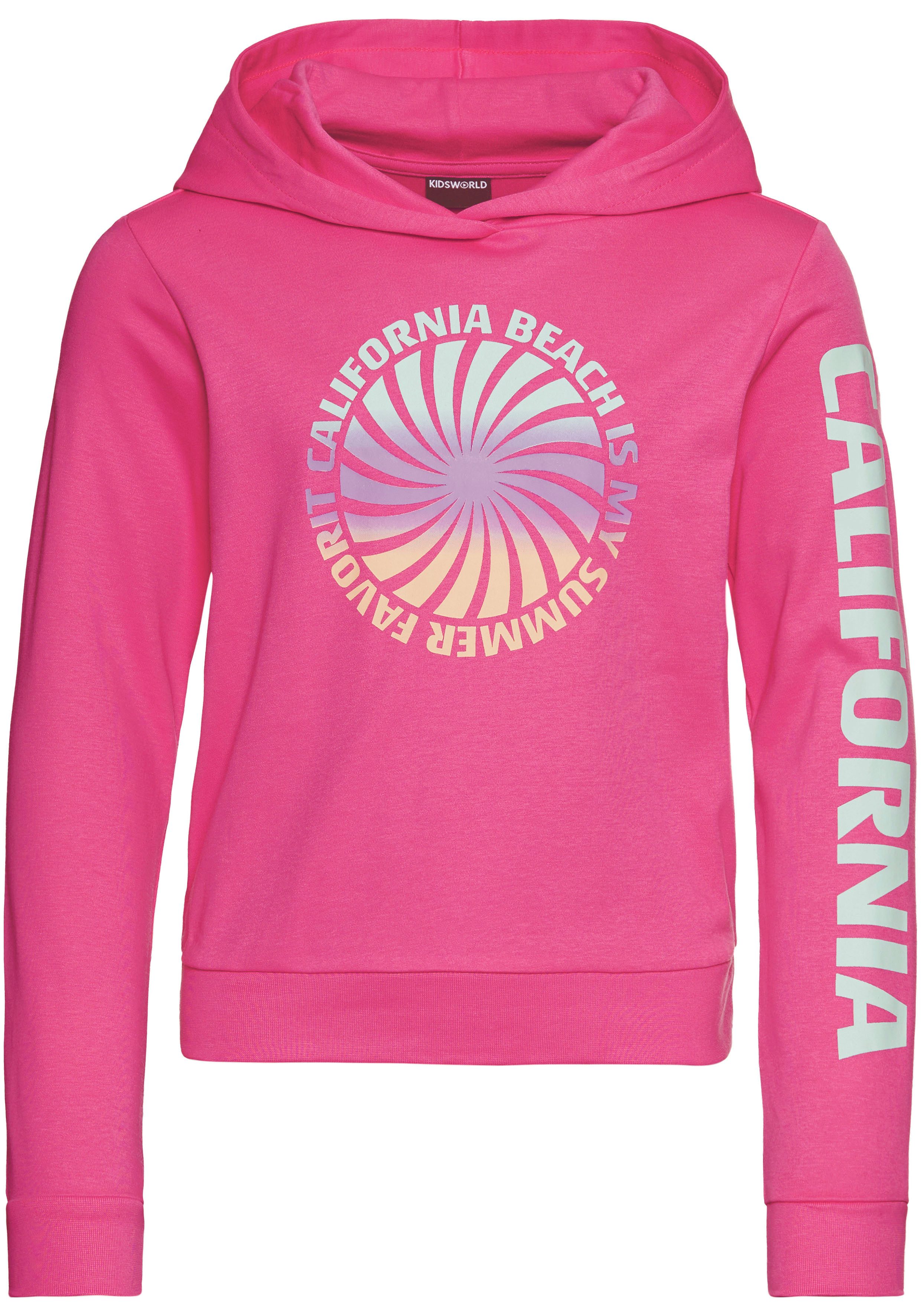 KIDSWORLD Kapuzenshirt, Langarmshirt mit Ärmelprint Langarm, gerade Passform, mit coolem Aufdruck. Reduzierter Preis € 21,99. Unverbindliche Preisempfehlung € 26,99, (€ 21,99 pro 1 Stk)