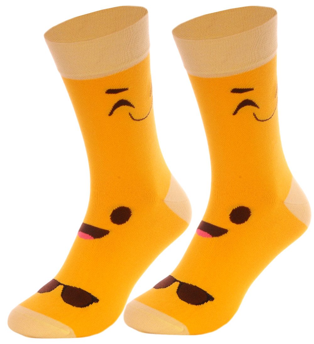 Socken Freizeitsocken 1 Paar Socken lustige bunte witzige Strümpfe in Gelb