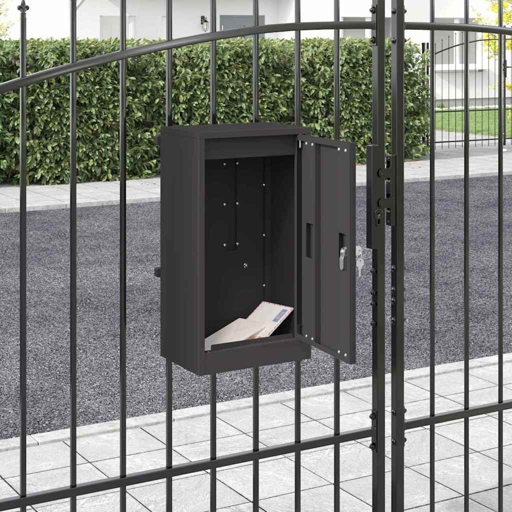 vidaXL Briefkasten Briefkasten mit Speicher mit Tür Schwarz 30 x 20 x 55 cm Stahl (1-St)