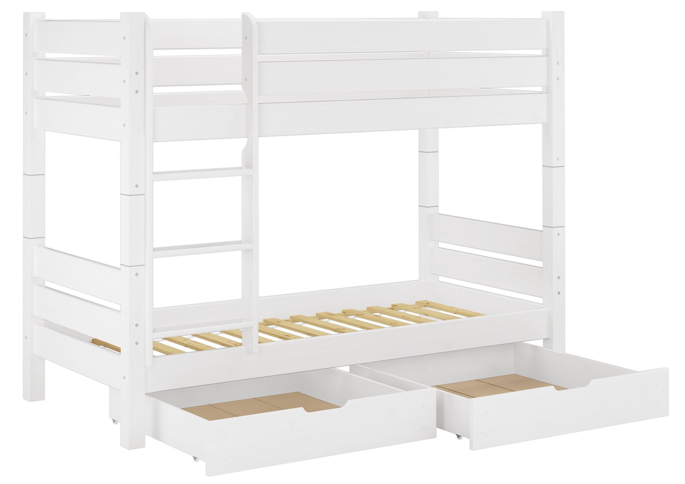 ERST-HOLZ Etagenbett Etagenbett-Massivholz Weiß 90 x 200 mit Rollrost und B günstig online kaufen