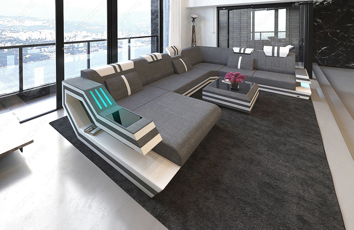 Sofa Dreams Wohnlandschaft Stoff Polster Sofa Ravenna XXL H Strukturstoff Stoffsofa, Couch wahlweise mit Bettfunktion