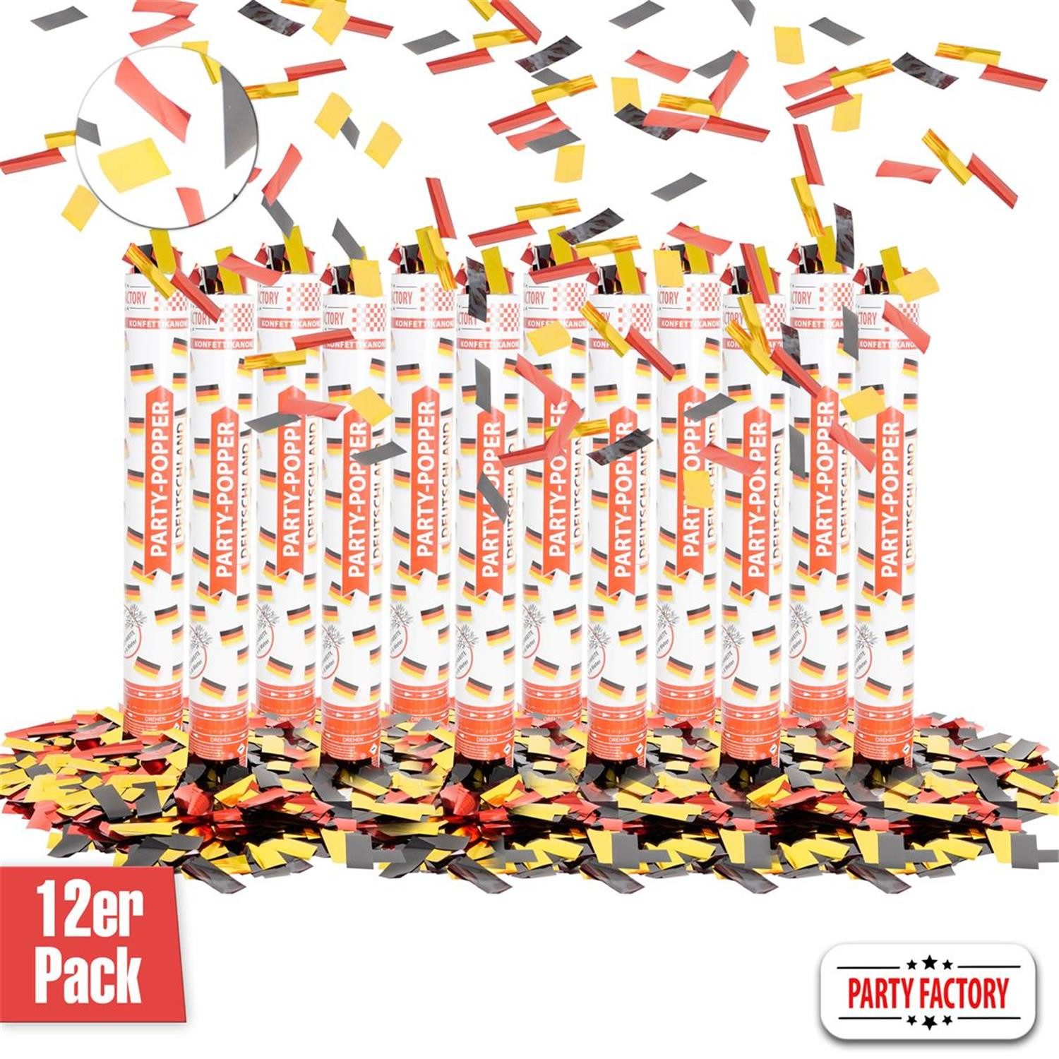 Party Factory Konfetti Party Popper 40cm Deutschland Konfetti 12er Set Deko