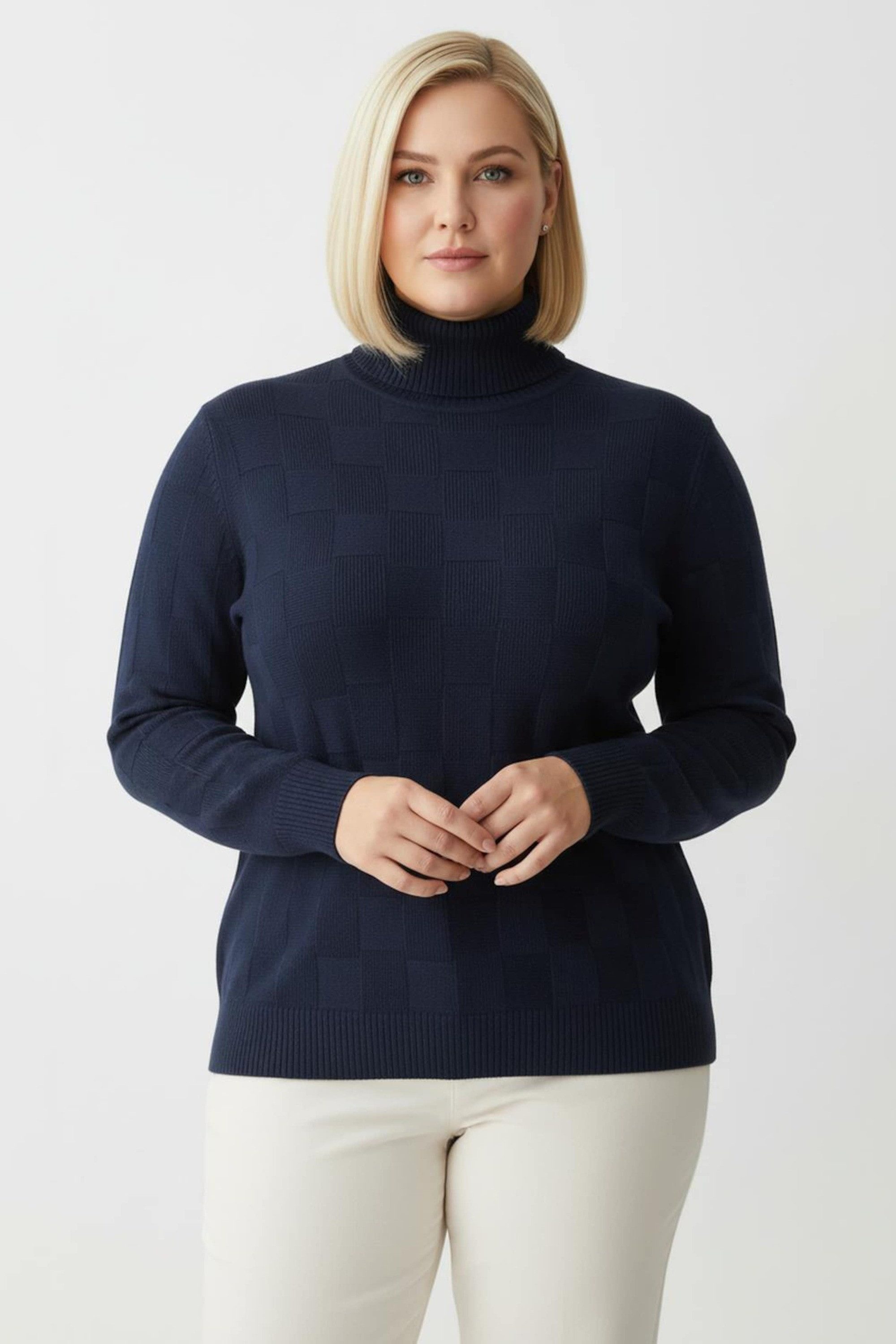 Sieh an! Strickpullover Rollkragen-Pullover Langarm Struktur