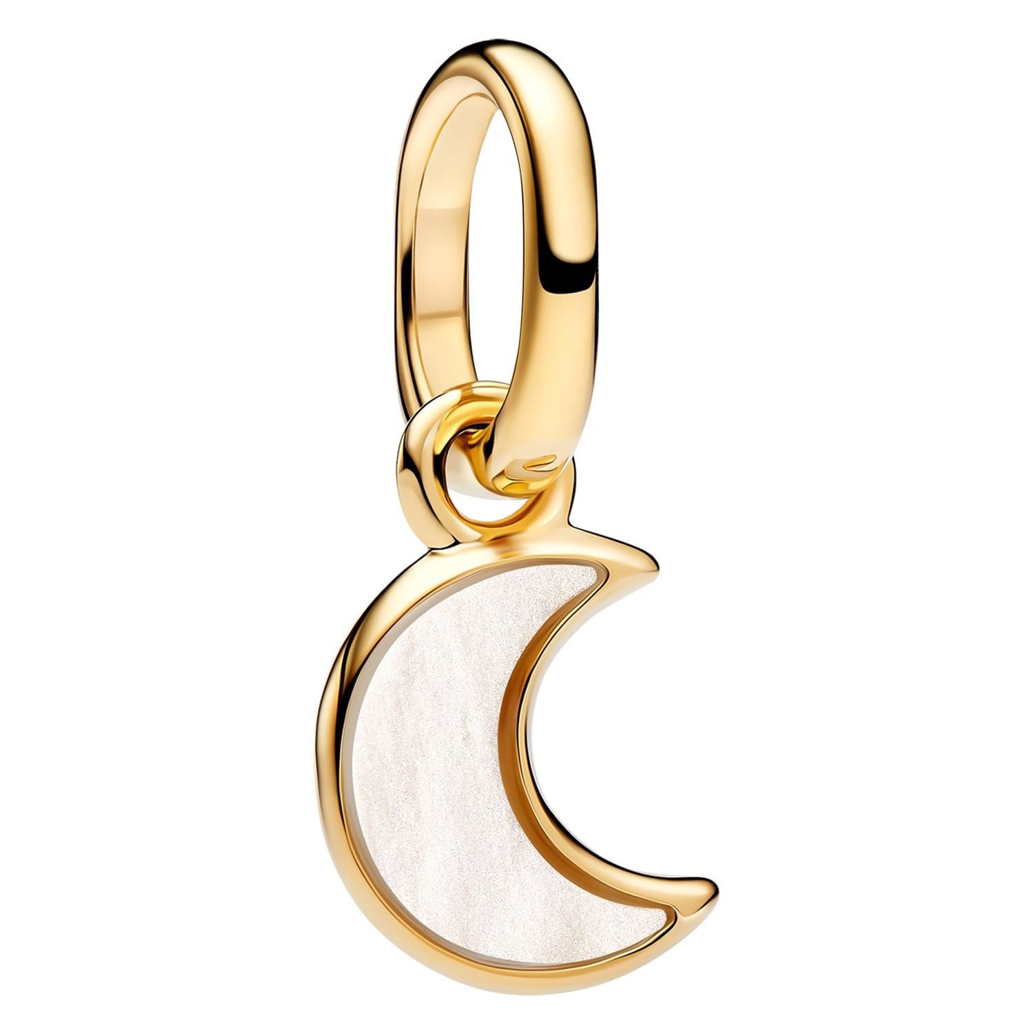 Pandora Charm-Einhänger Mini Charm-Weißer Halbmond Goldfarben