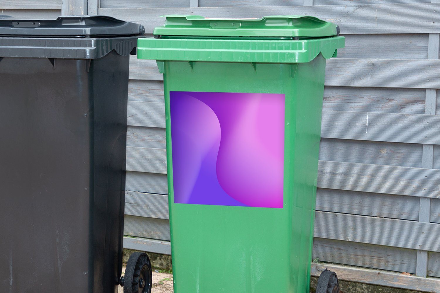 Abfalbehälter MuchoWow Geometrie Wellen Mülltonne, mit Sticker, Wandsticker St), (1 Mülleimer-aufkleber, Container, Lila