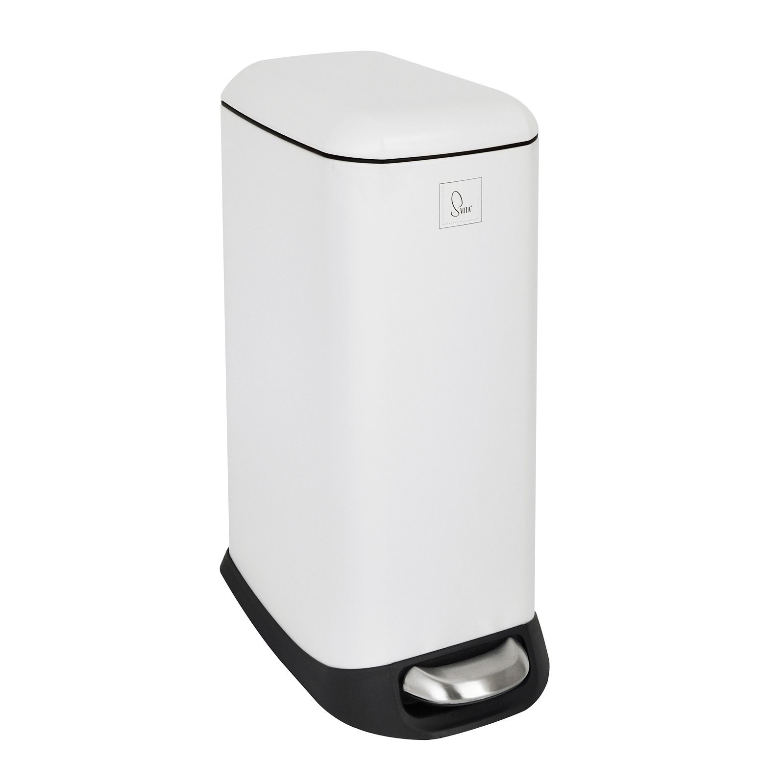 SVITA Mülleimer TS20, Treteimer, Inneneimer, 20L, pulverbeschichteter Stahl, Weiß