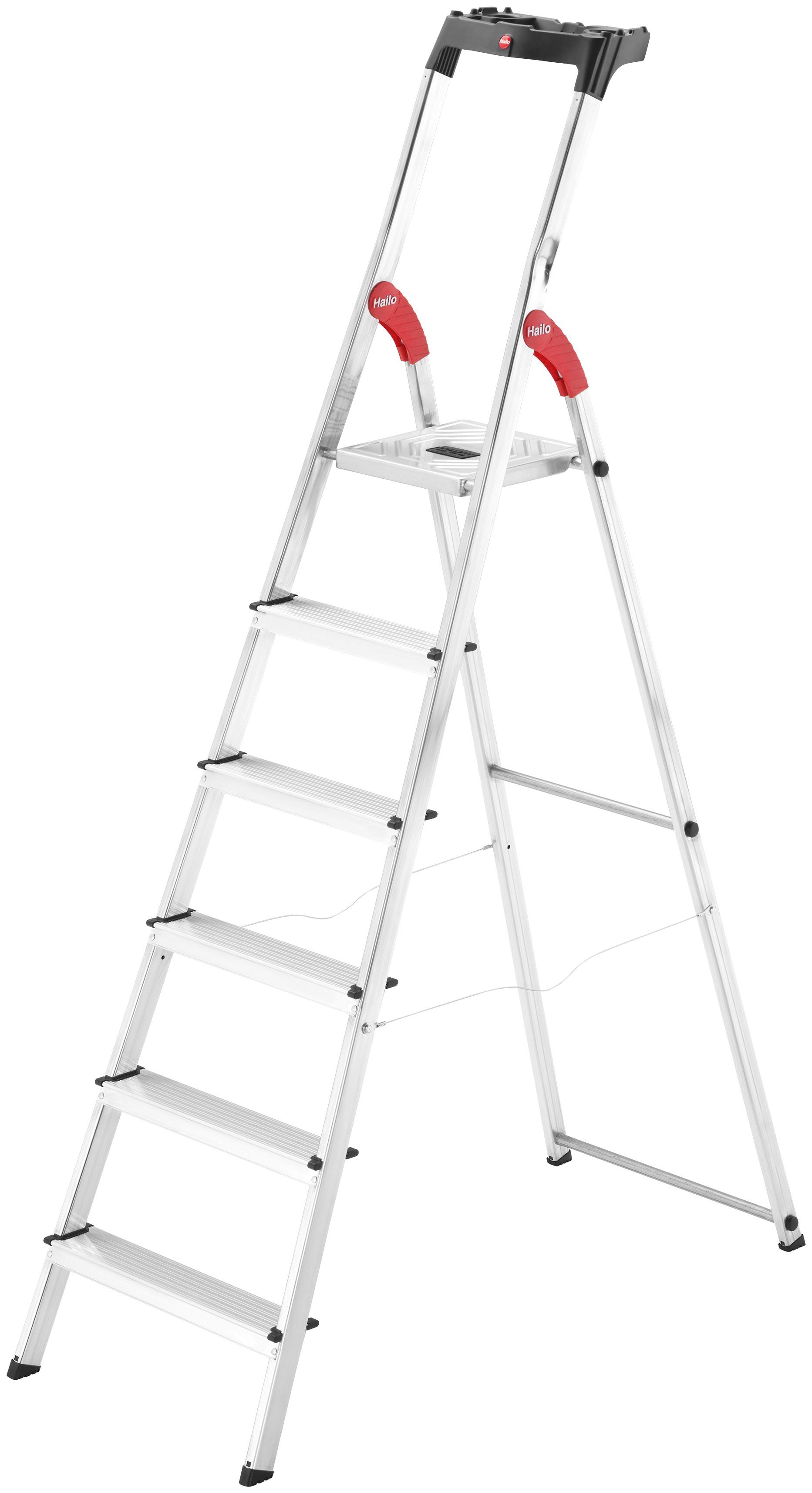 Hailo Stehleiter L60 StandardLine, Alu-Sicherheits-Stehleiter 6 Stufen