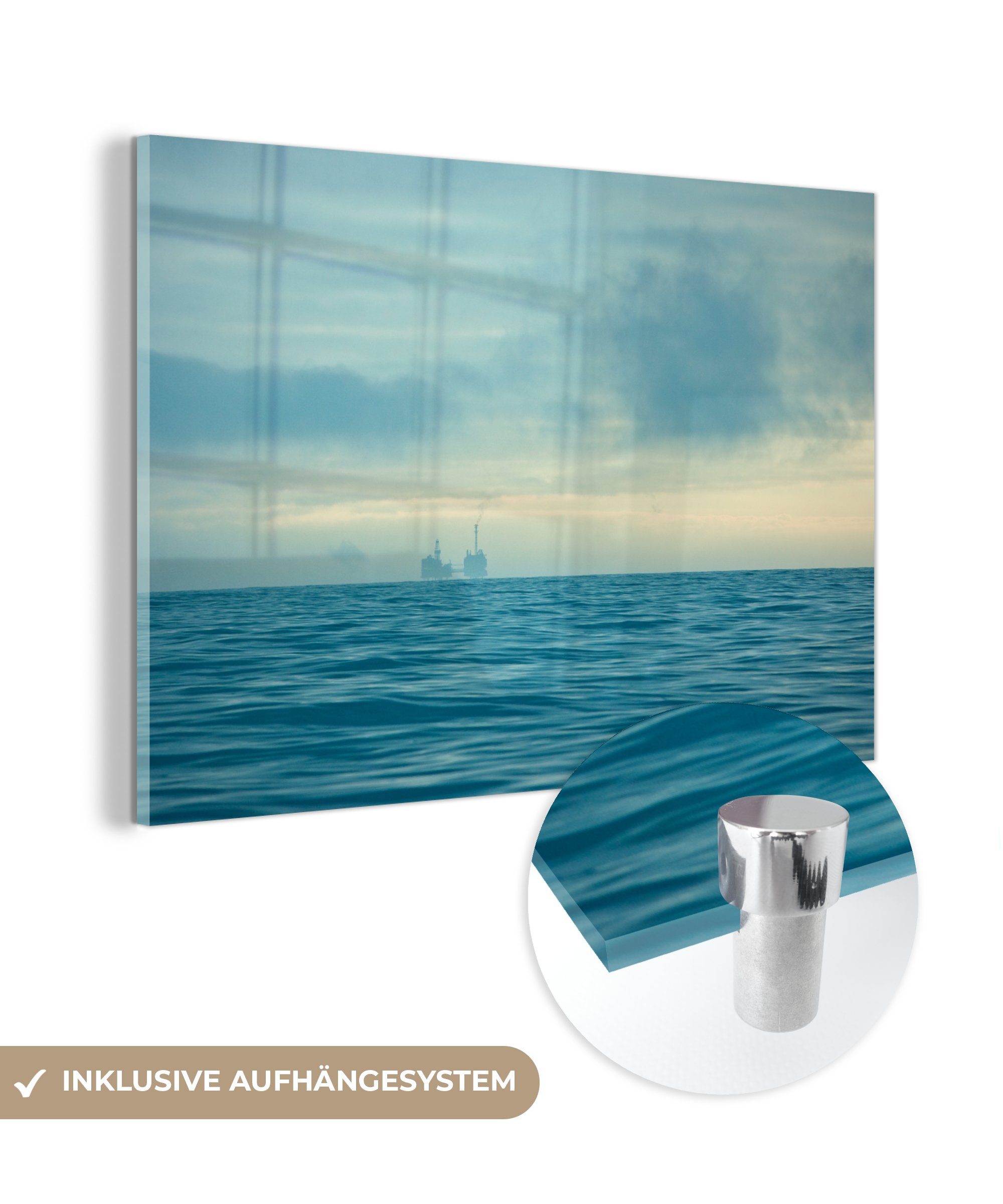 MuchoWow Acrylglasbild Nordsee - Nebel - Wasser, (1 St), Glasbilder - Bilder auf Glas Wandbild - Foto auf Glas - Wanddekoration