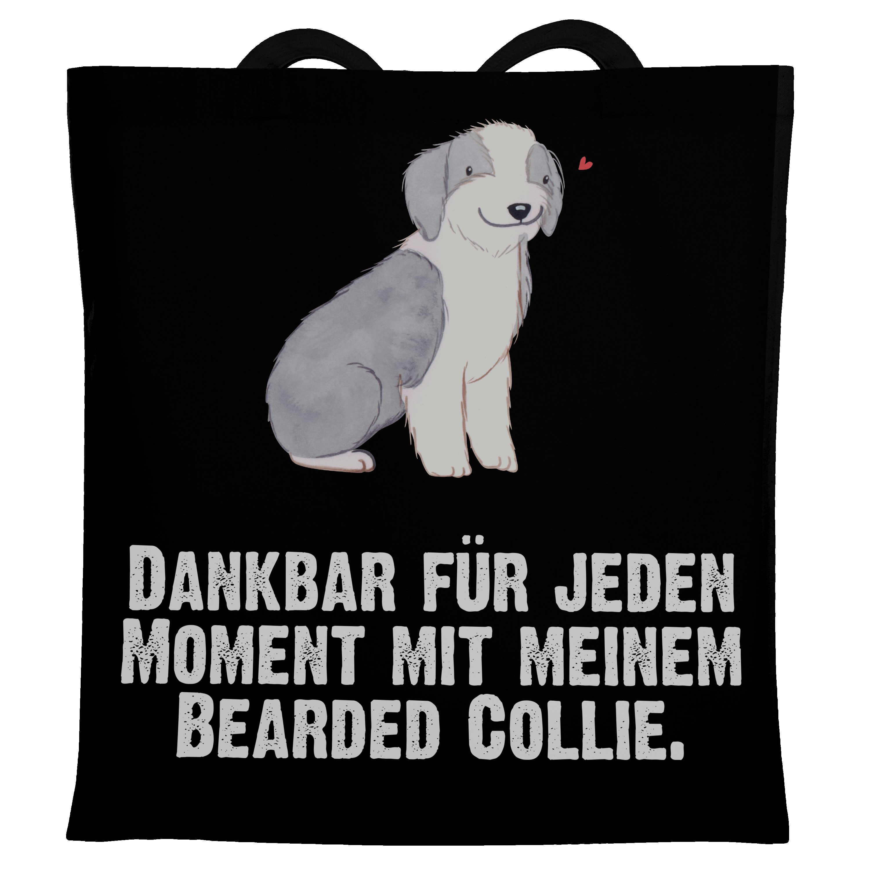 & Panda bri - Mr. Schwarz Tragetasche Bearded - (1-tlg) Schenken, Geschenk, Moment Mrs. Collie Jutebeutel,