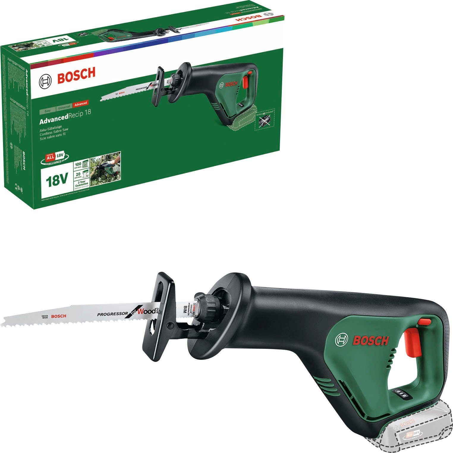 Bosch Home & Garden Akku-Säbelsäge AdvancedRecip 18, ohne Akku und Ladegerät