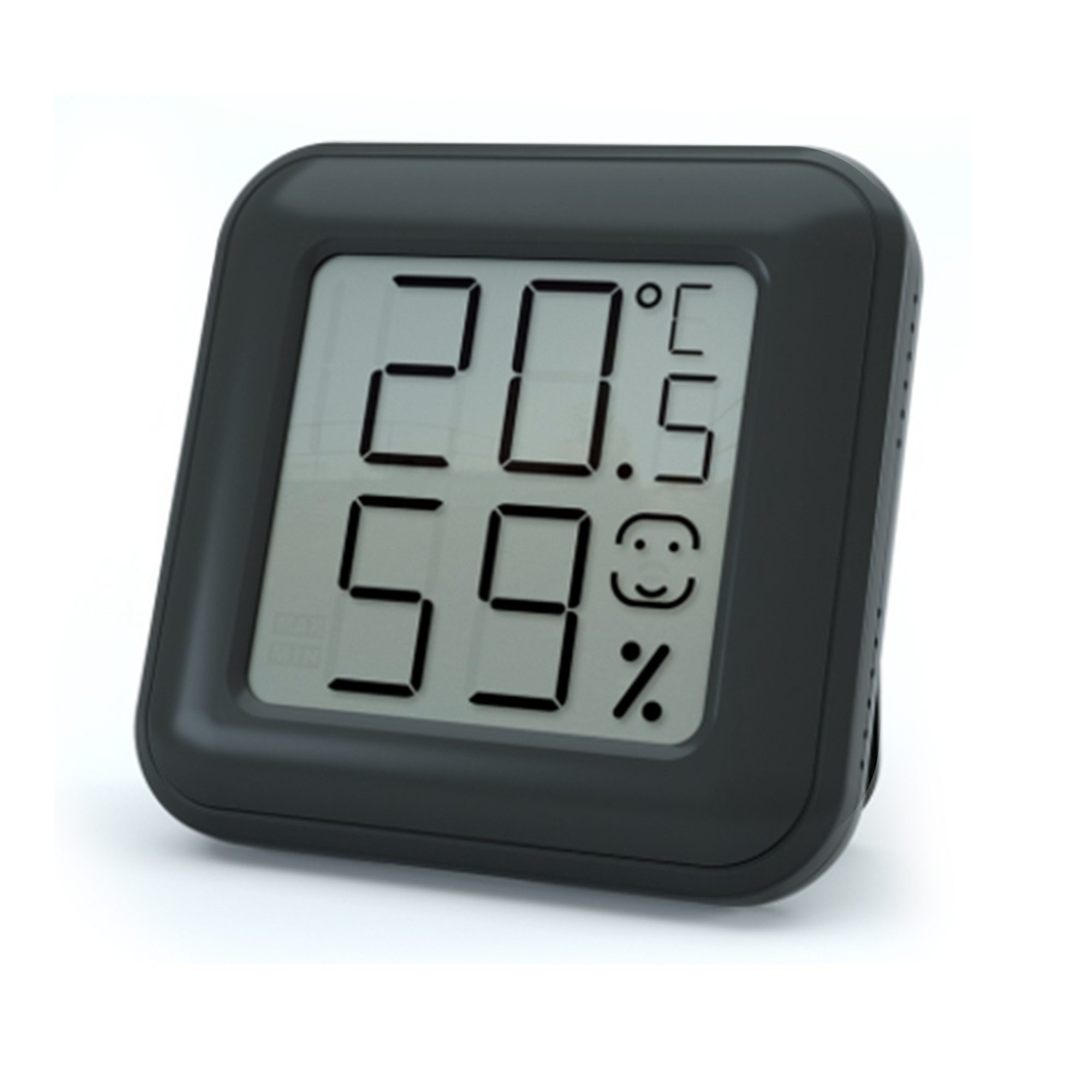 Klimamesser Praktische Raumklimastation mit Thermo- und Hygrom, Schwarz, 72 x 71 x 11 mm, Temperatur, Luftfeuchtigkeit