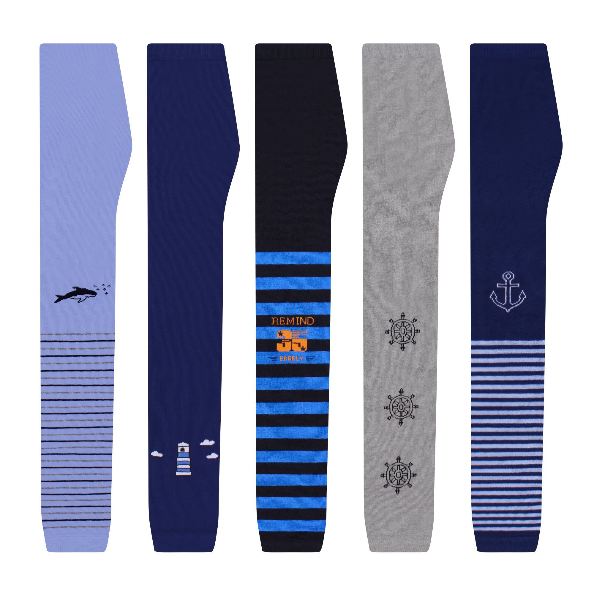 L&K-II Leggings 2773 (5er-Pack) Jungen Leggings ohne Füße Knöchellang aus Baumwolle