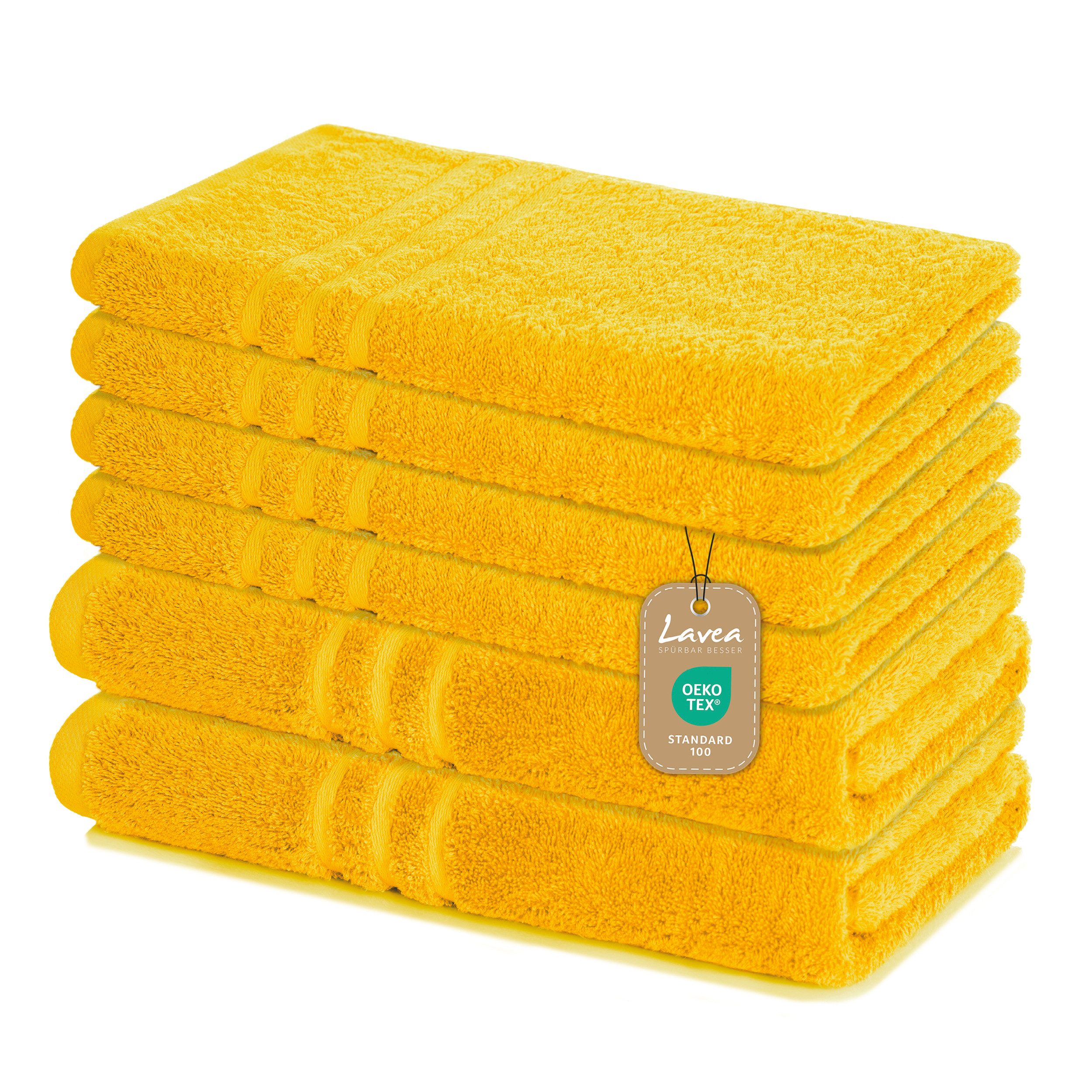 Lavea Handtuch Set Elena, Duschtücher, Handtücher, Gästetücher, Waschhandschuhe, 100% Baumwolle (Set, 6-St), Frottierserie, weich & saugstark, pflegeleicht, 500 g/m² Frottier