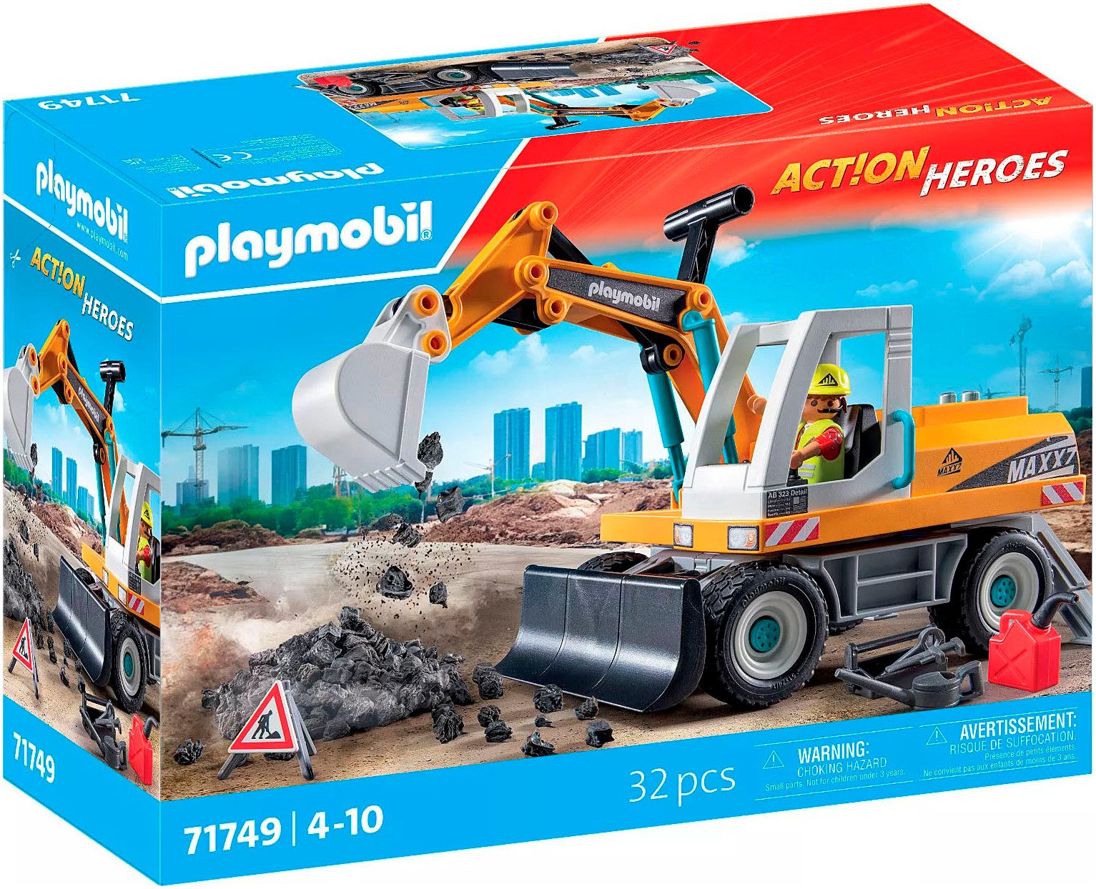 Playmobil® Großer Bagger (71749), Playmobil Action Heroes Konstruktions-Spi günstig online kaufen