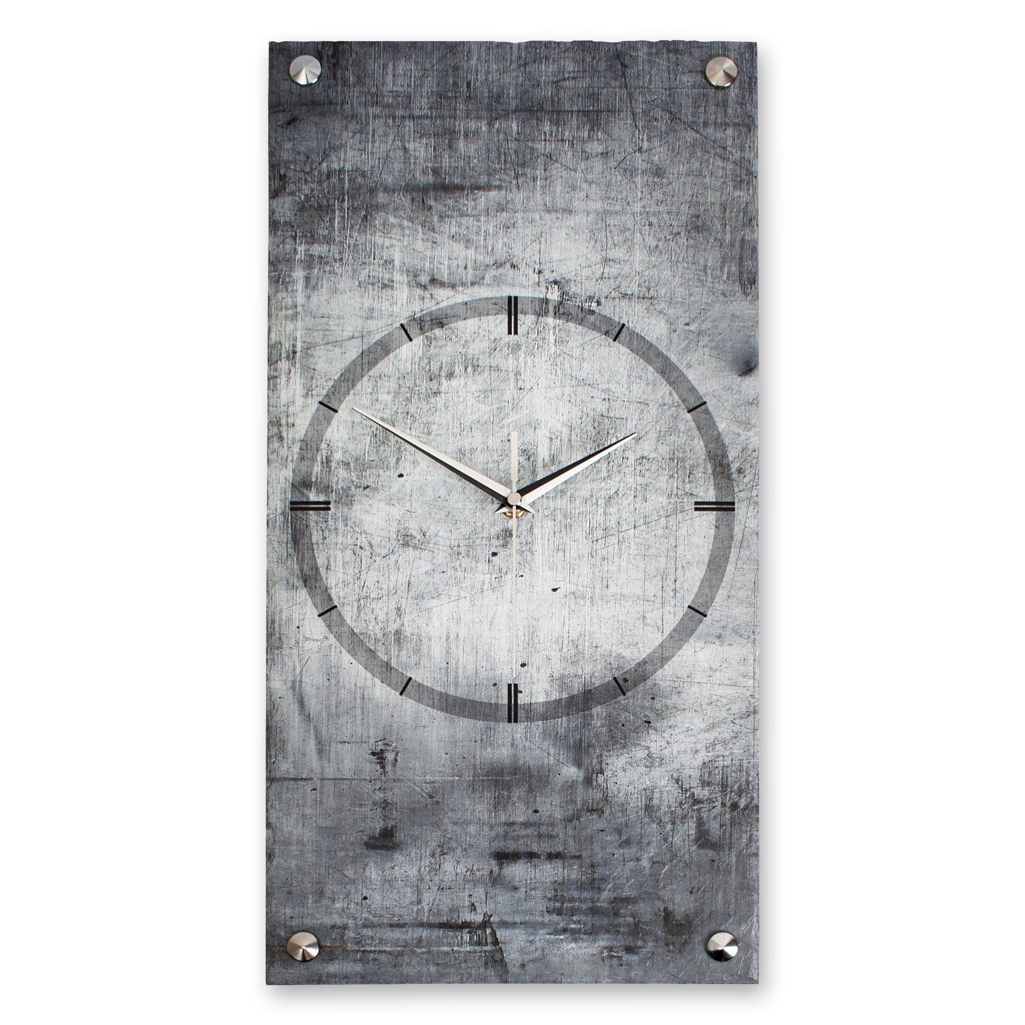 Kreative Feder Wanduhr Designer-Wanduhr „Grey Concrete“ aus Stein (Beton) (Funk- oder Quarzuhrwerk; ohne Ticken; elegant, außergewöhnlich, modern)