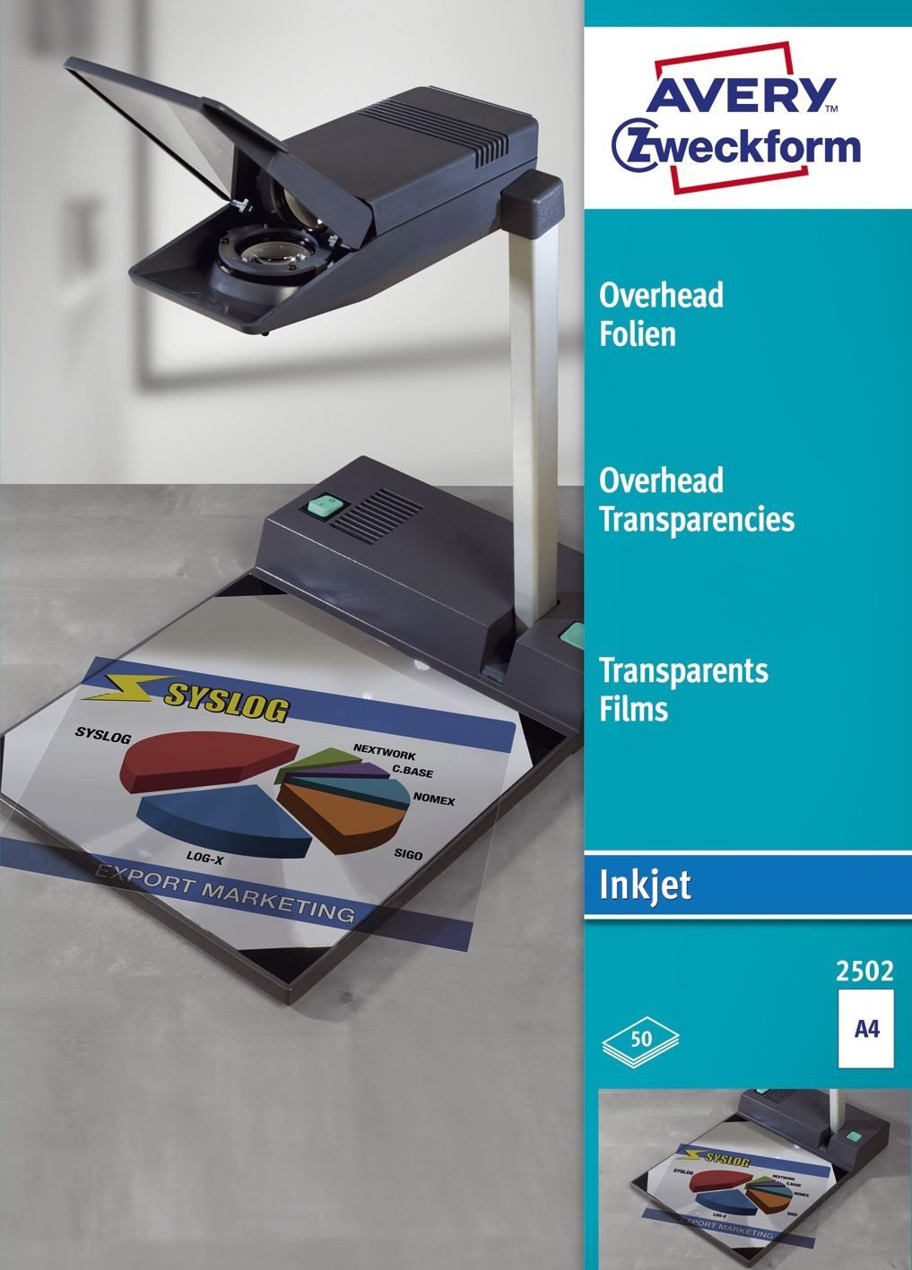 Avery Zweckform Dekorationsfolie 2502 2502 Overhead-Folien DIN A4 spezialbeschichtet stapelverarbeitbar