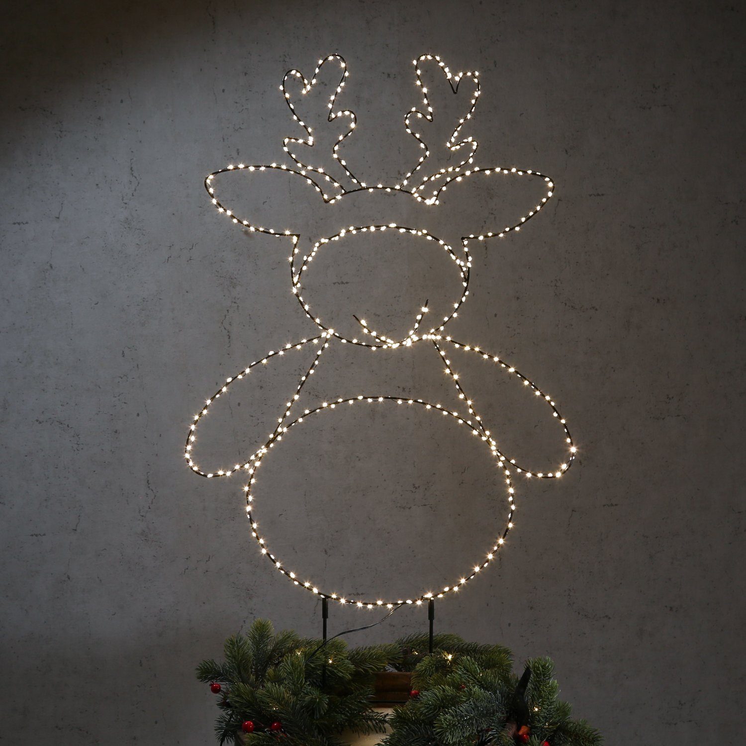 MARELIDA LED Dekofigur LED Gartenstecker Rentier 450LED 77cm Weihnachtsdeko Vorgarten, LED Classic, warmweiß (2100K bis 3000K)