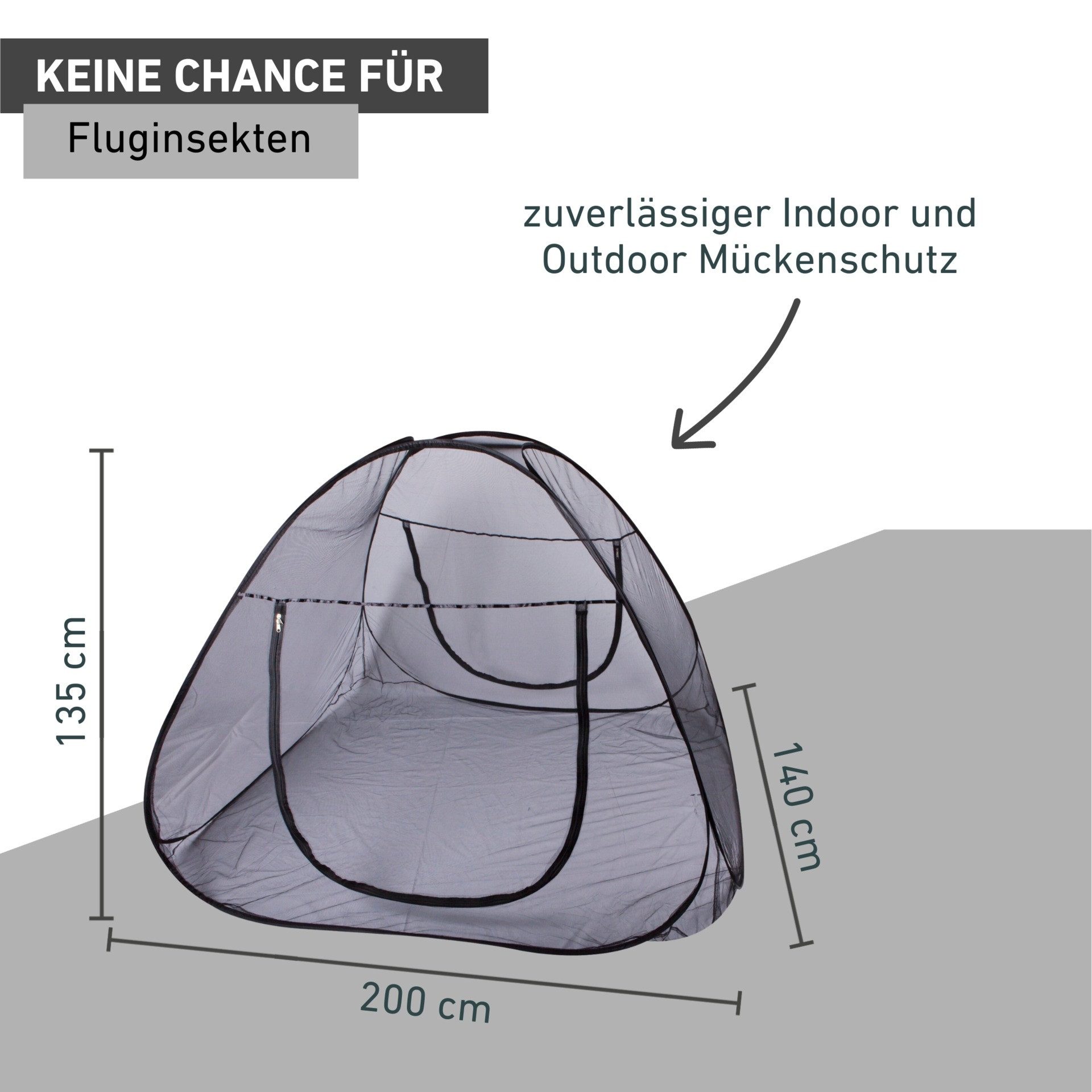 Windhager Moskitonetz Pop up, Insektenschutz-Zelt für Indoor und Outdoor geeignet (1 St), Mückenschutz erhältlich in unterschiedlichen Maßen, anthrazit