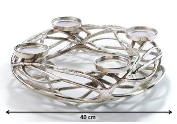 Kobolo Kerzenhalter »Adventskranz rund aus Metall 4 Kerzen 40cm« (silber)