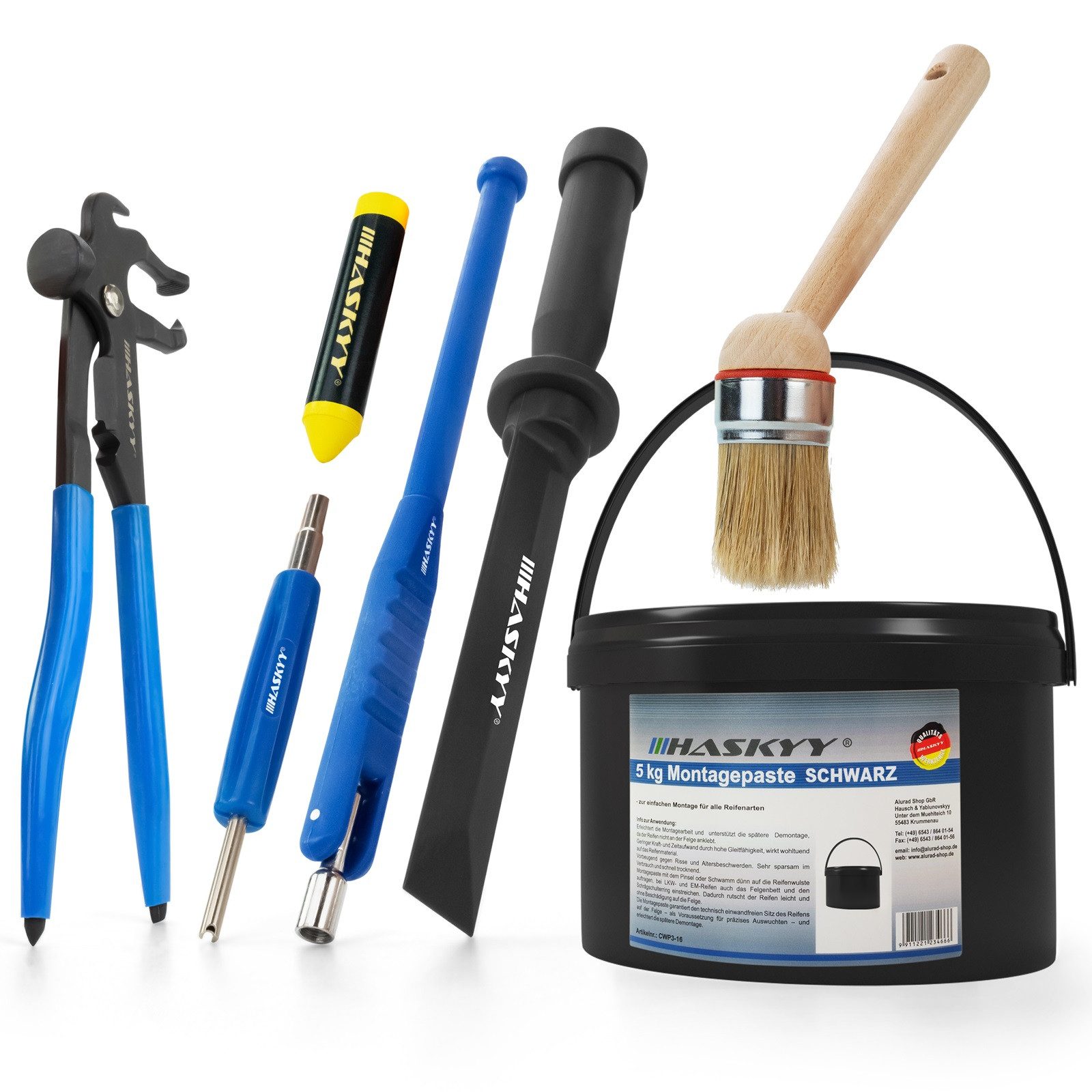 HASKYY Montagepaste Reifenmontagepaste 5kg Schwarz Set mit Montage- & Demontage Zubehör