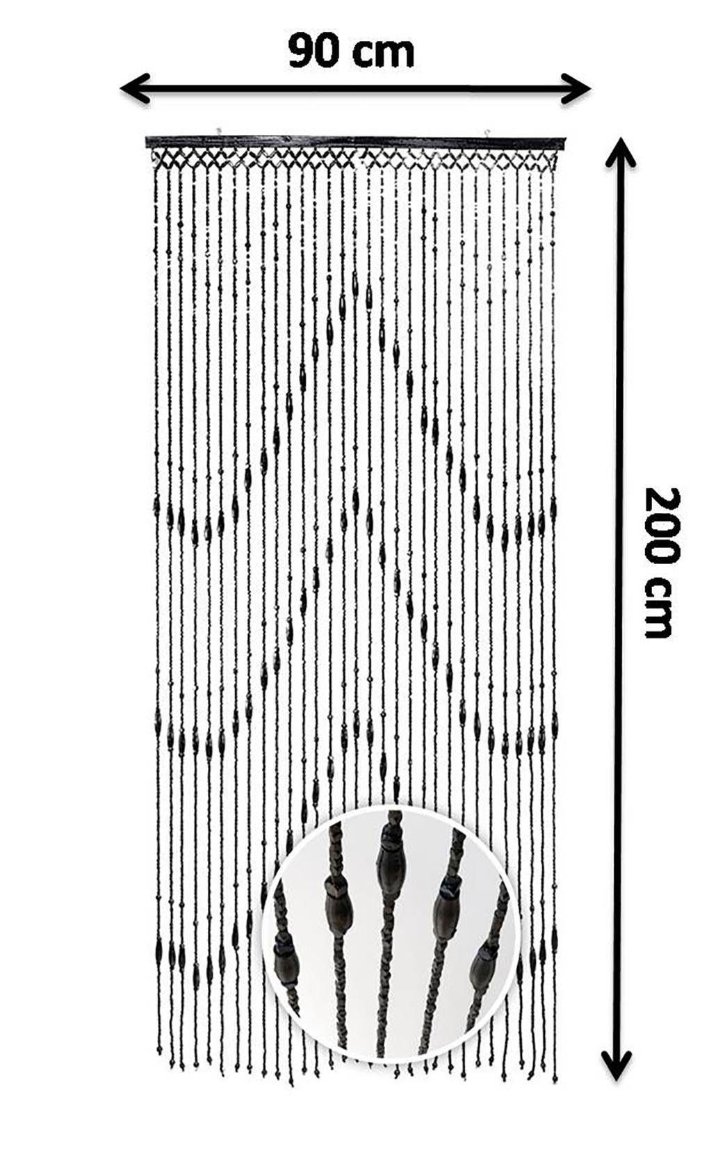 Kobolo Türvorhang Holzperlenvorhang WOOD 200 cm (1 St), Ösen, transparent