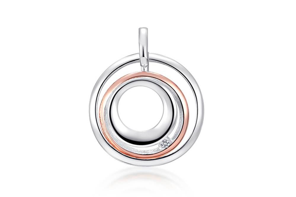 Silberkettenstore Kettenanhänger Anhänger, rund mit Zirkonia - 925 Silber günstig online kaufen