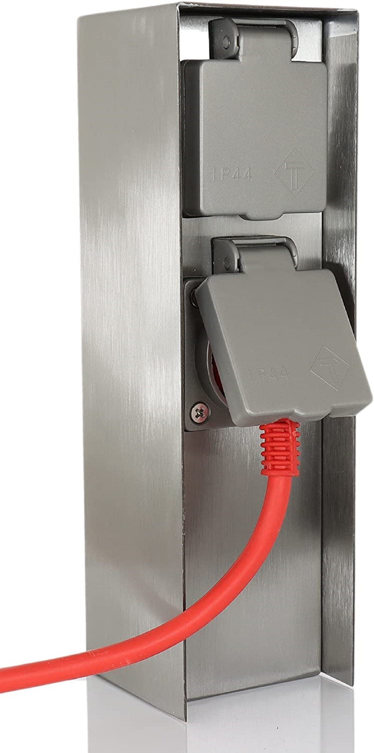 BOLD Gartensteckdose ORIO, 2 Steckplätze, Edelstahl, Wasserdicht nach IP44