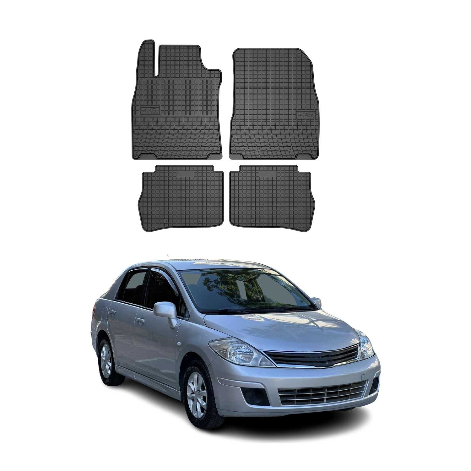 Auto-Fußmatten für Nissan Tiida 2004-2012 Gummimatten Schwarz 4 tlg