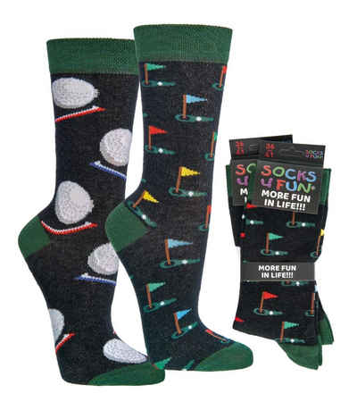 Socks 4 Fun Freizeitsocken Golfer Spaßsocken, 2 Paar (2-Paar)