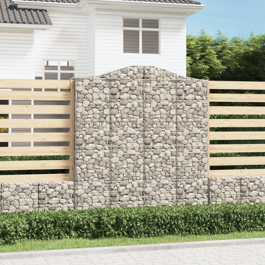 DOTMALL Gabionenzaun Gabionen mit Hochbogen 7 Stk. 200x50x220/240cm Verzinktes Eisen