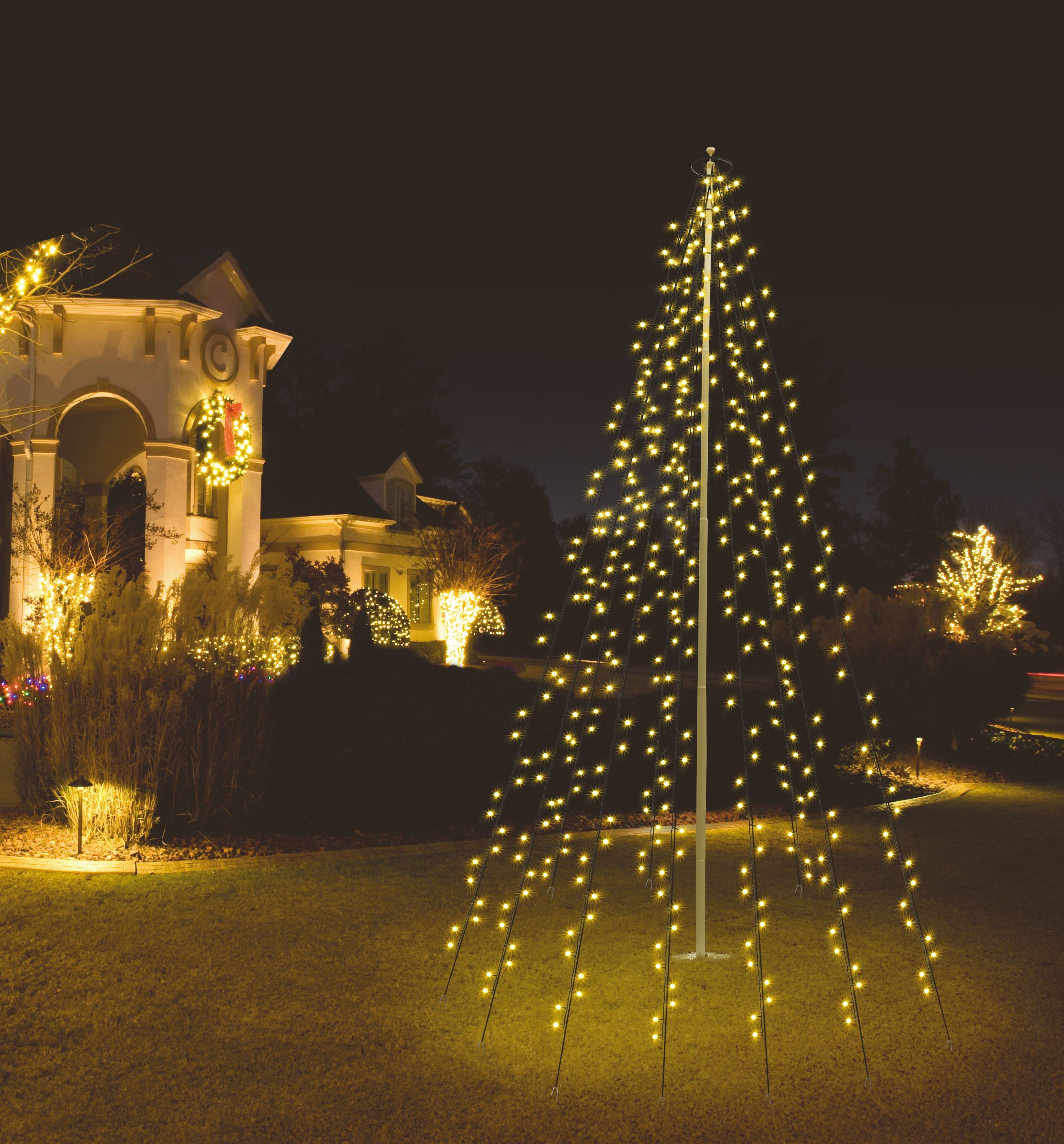 Spetebo LED-Lichternetz LED Fahnenmast Lichterkette 120 LED, 120-flammig, Weihnachtsbaum und Fahnenmast Beleuchtung