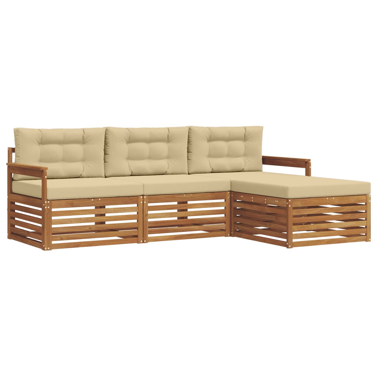 Gartenlounge-Set Outdoor-Sofagarnitur Natur und Beige 249,5 x 162,5 x 73 cm