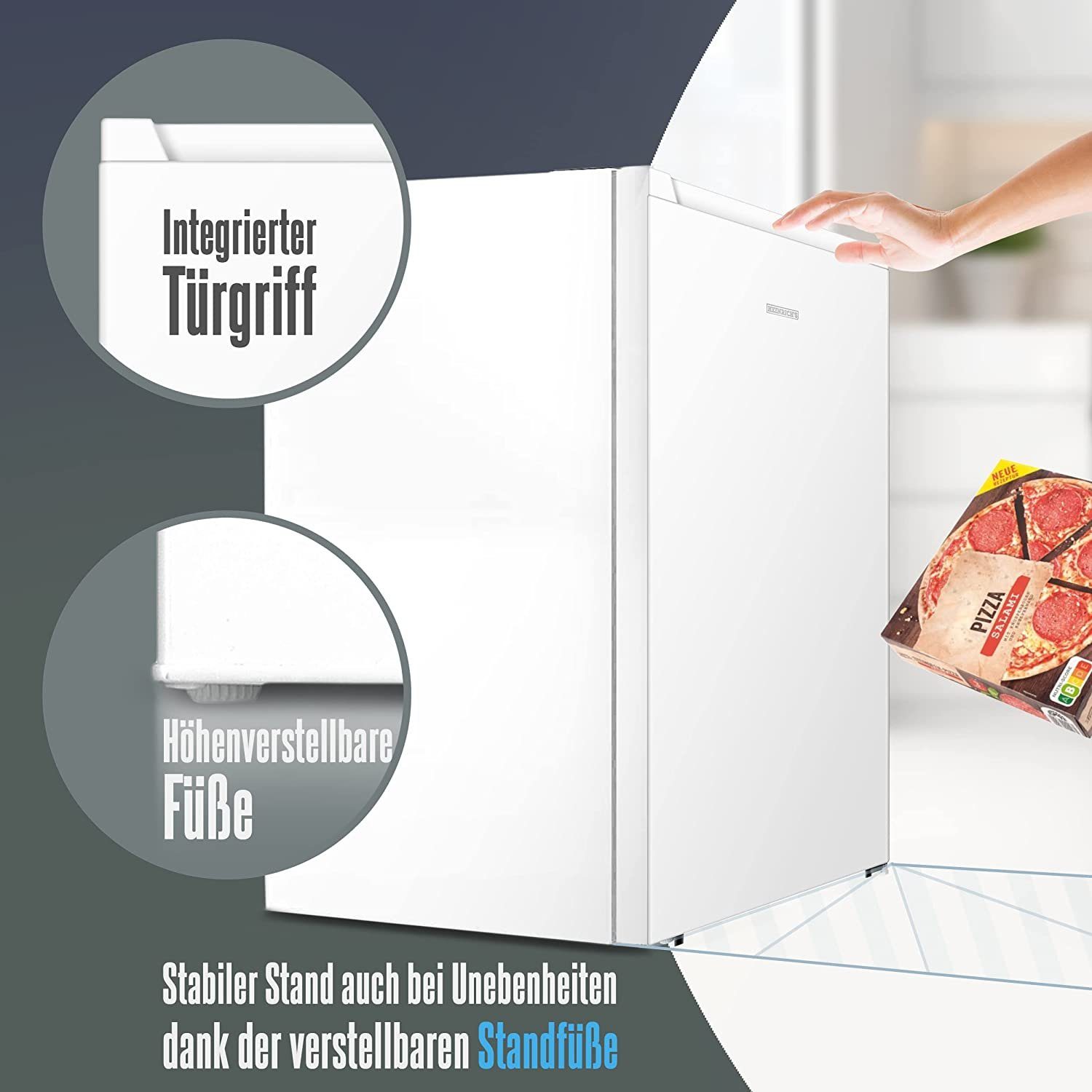 Heinrich´s Gefrierschrank HGS 4089 W, 84.2 cm hoch, 47.5 cm breit, Freezer, 3x Gefrierschublade, 85 Liter, Temperatur:-18°C~-38°C, weiß – Bild 4 von 5