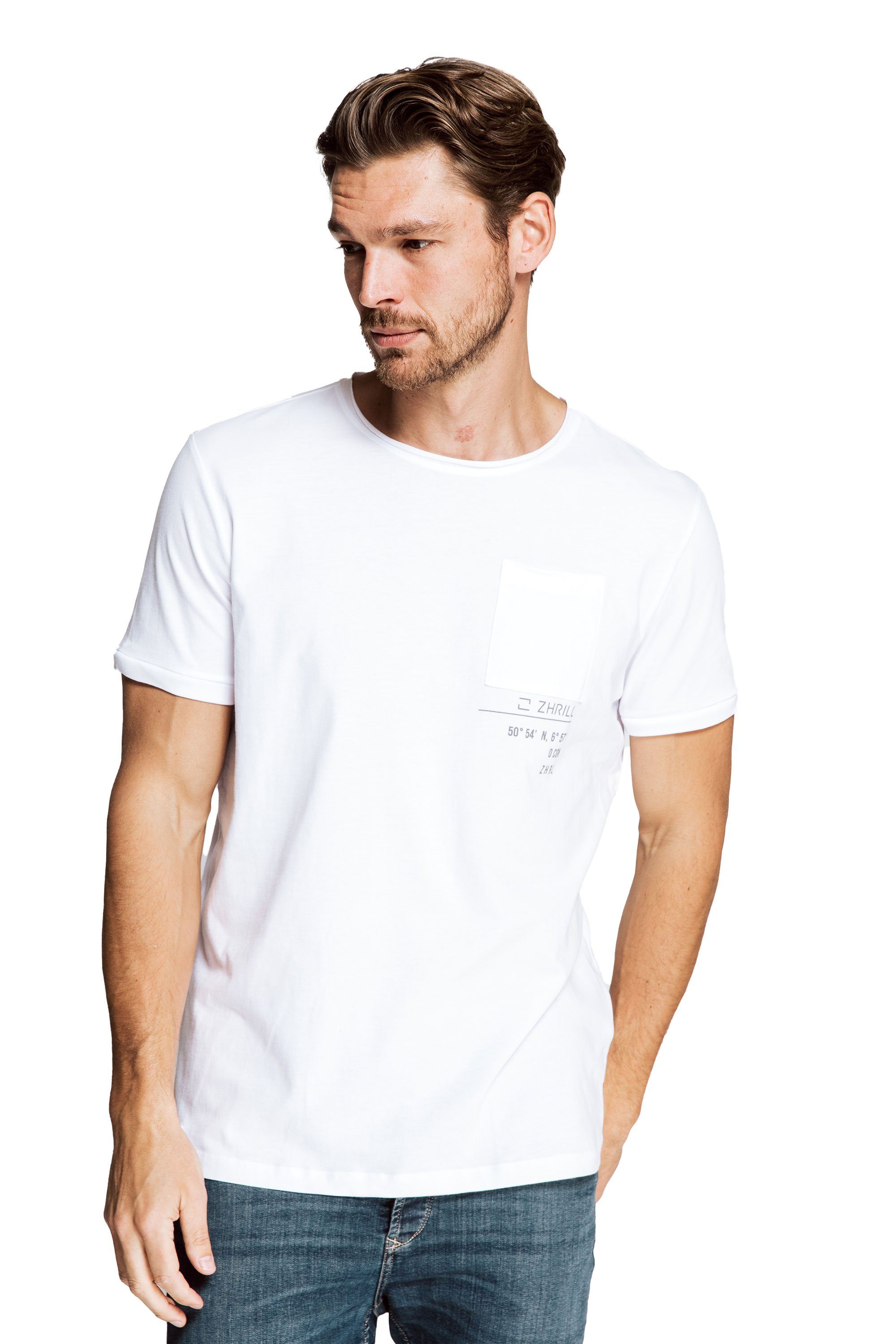 (0-tlg) PIERRE Longshirt Zhrill White T-Shirt