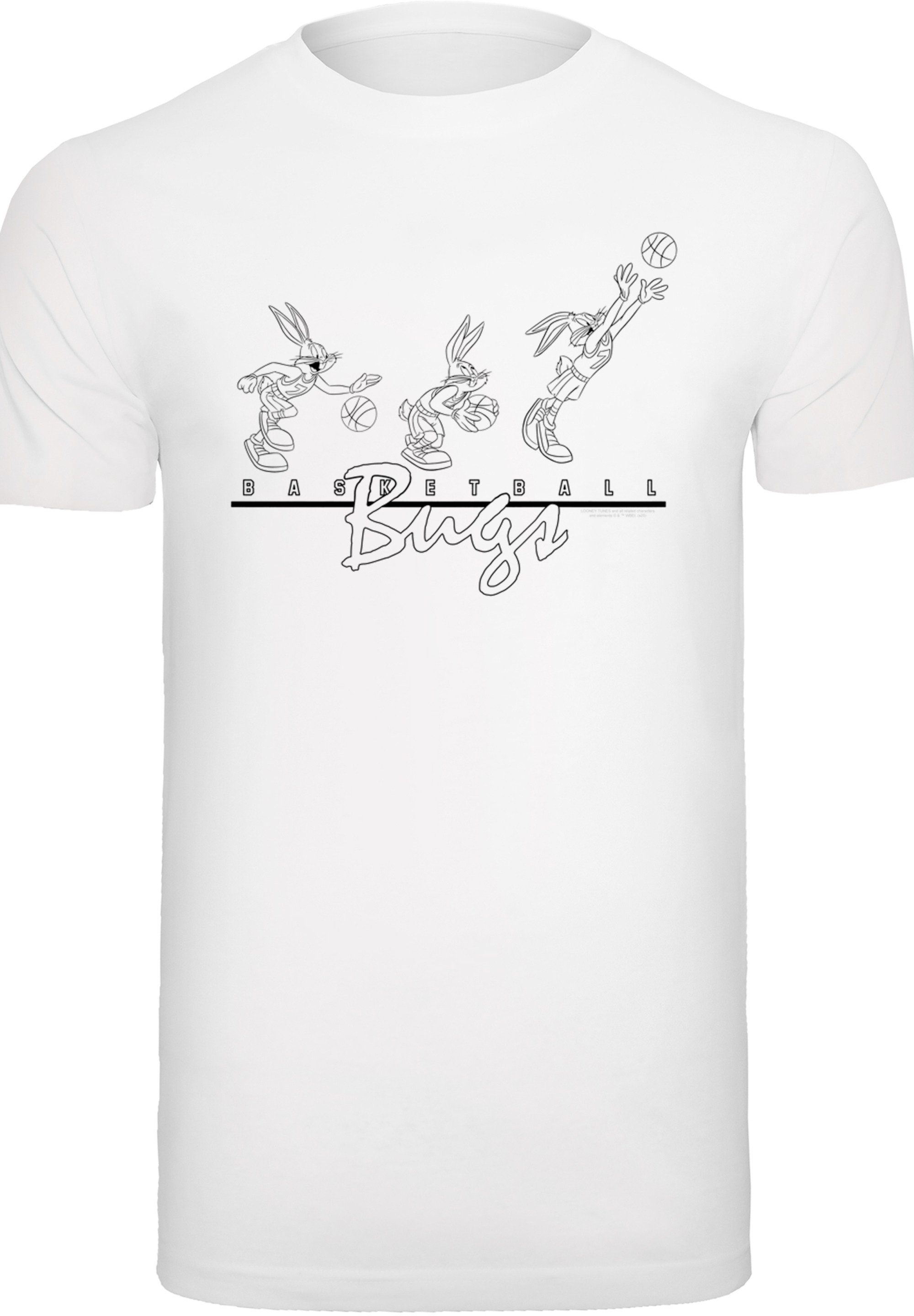 Round Neck T-Shirt Looney Kurzarmshirt Basketball (1-tlg) Tunes F4NT4STIC Herren Bugs with white
