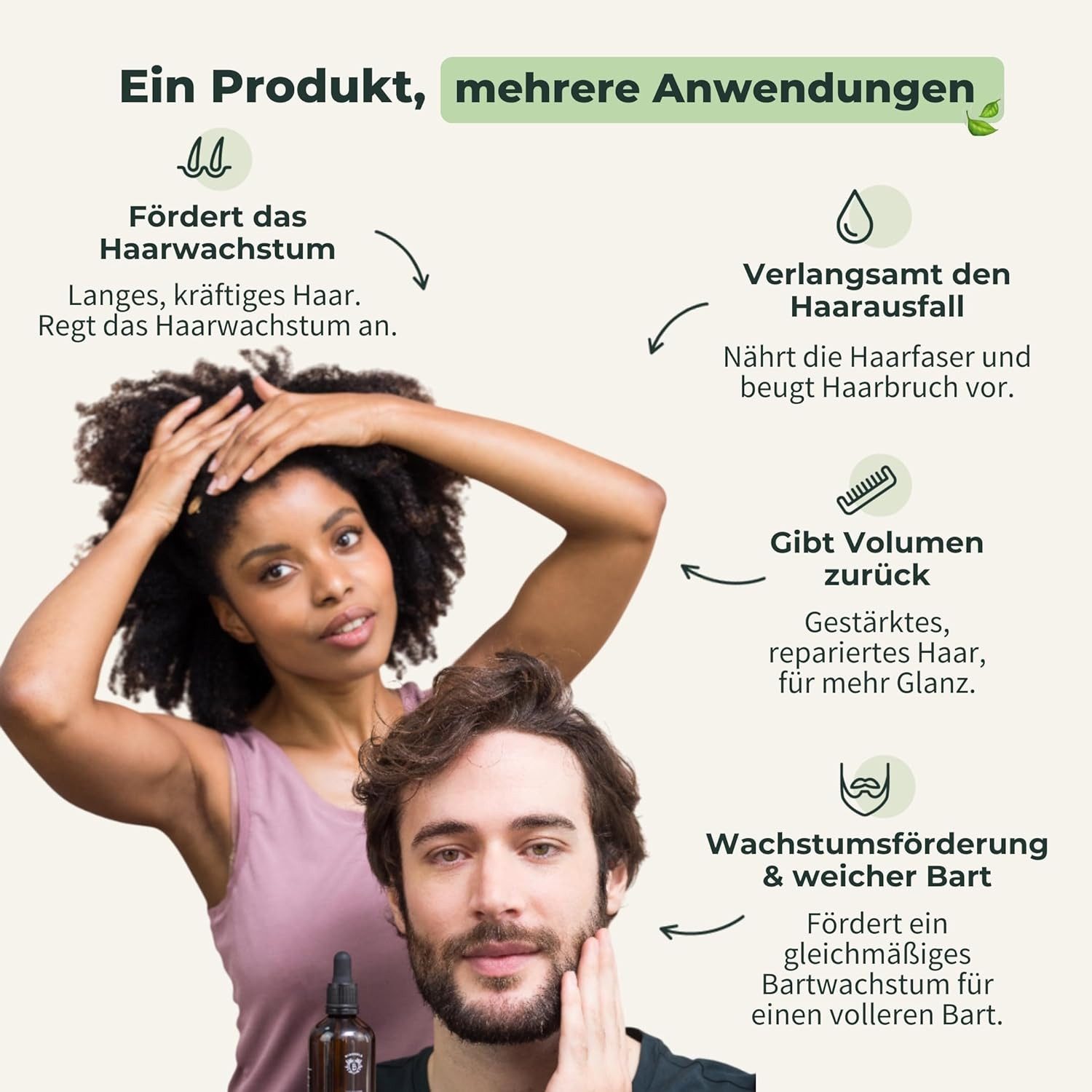 BIONOBLE Haaröl Natürliches Haaröl mit Rosmarin- & Rizinusöl, für Kopfhaut, Haarwachstum und intensive Pflege