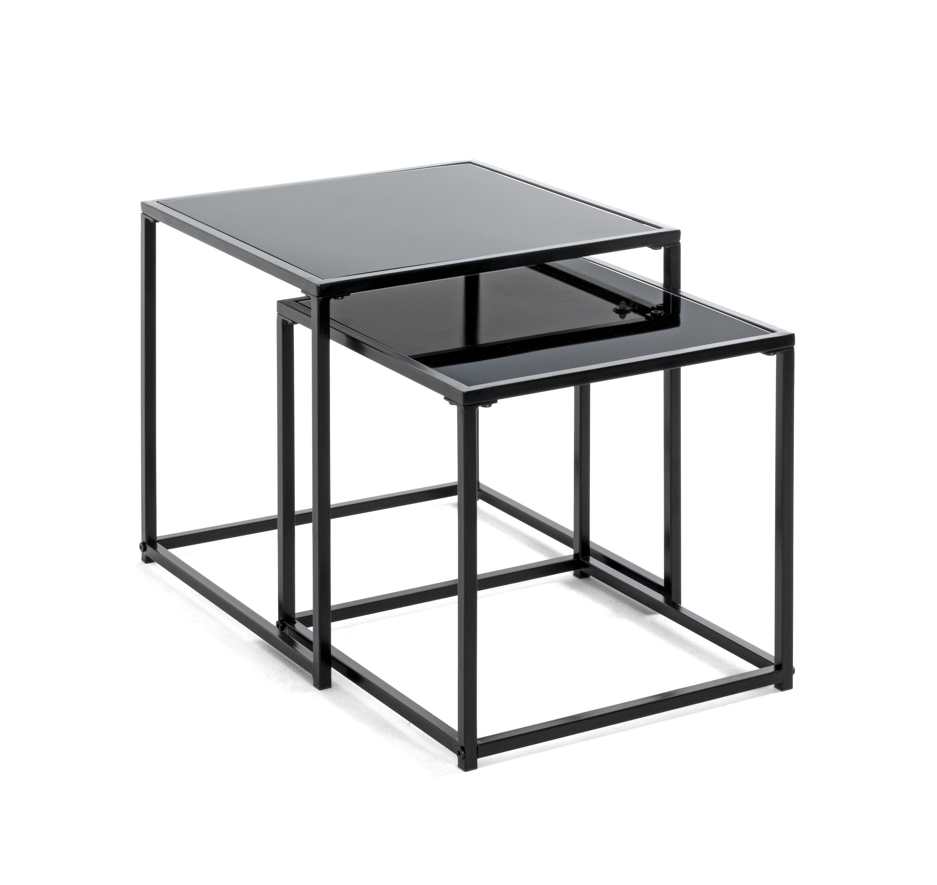 Möbel Beistelltisch HAKU Beistelltisch Set schwarz 2er Kaffeetisch HAKU Laptoptisch Beistelltisch,