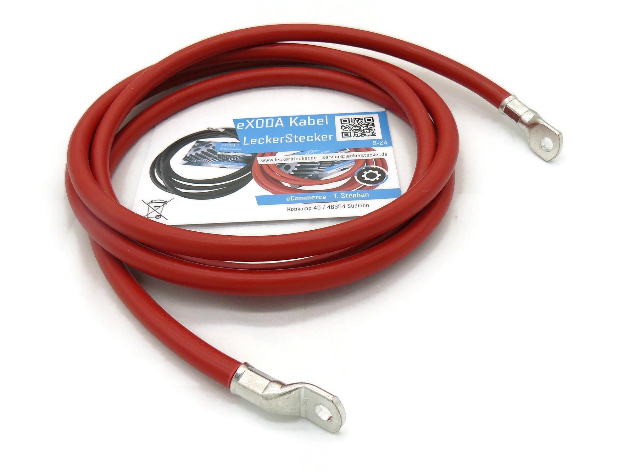 eXODA 50 mm2 M8 M8 Batteriekabel, Rot, (250 cm), 99% Kupfer