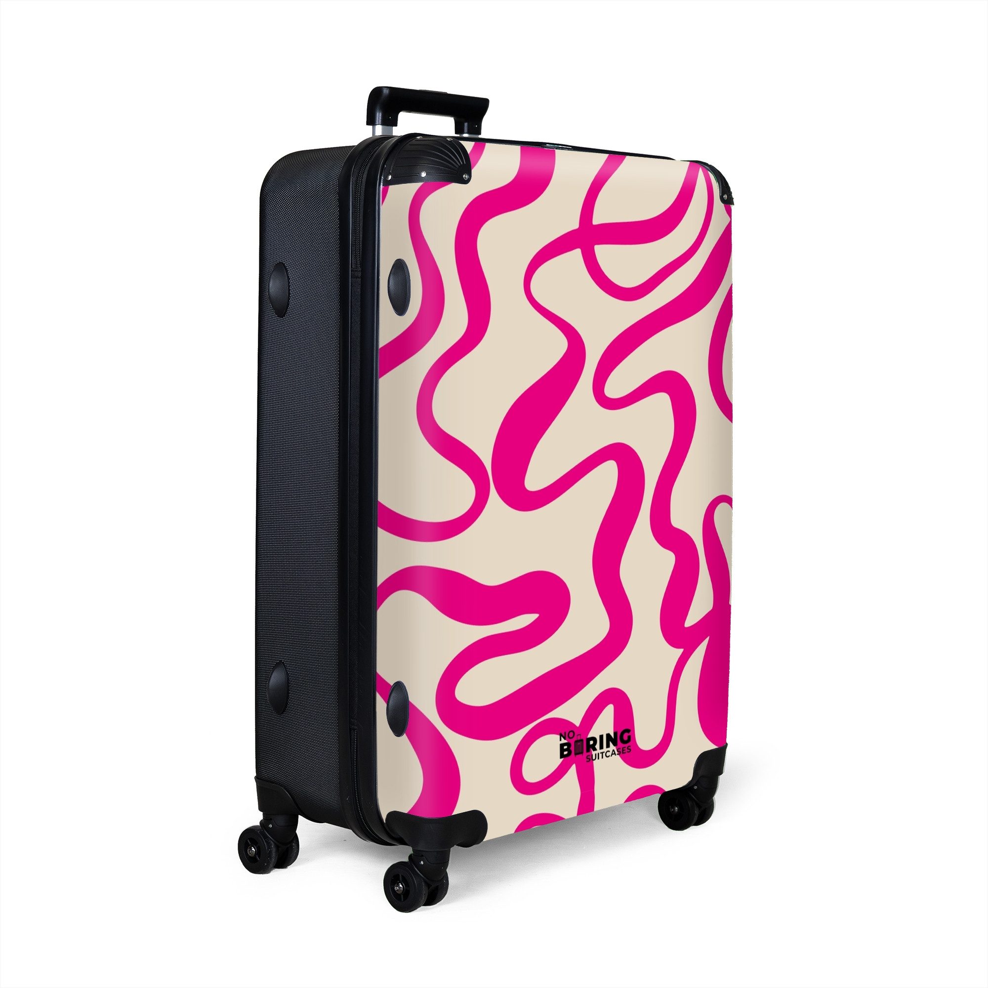 NoBoringSuitcases.com© Hartschalen-Trolley Beige mit rosa abstrakten günstig online kaufen