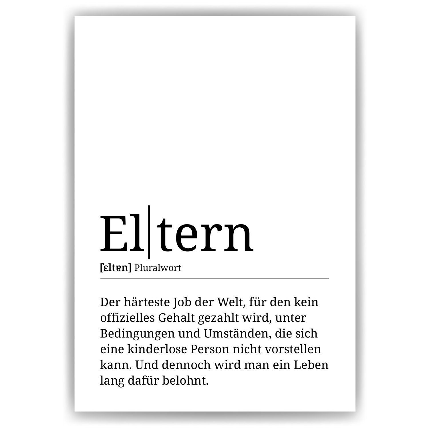 Tigerlino Poster Eltern Definition Wandbild Mama Papa Geschenk Muttertag Vatertag