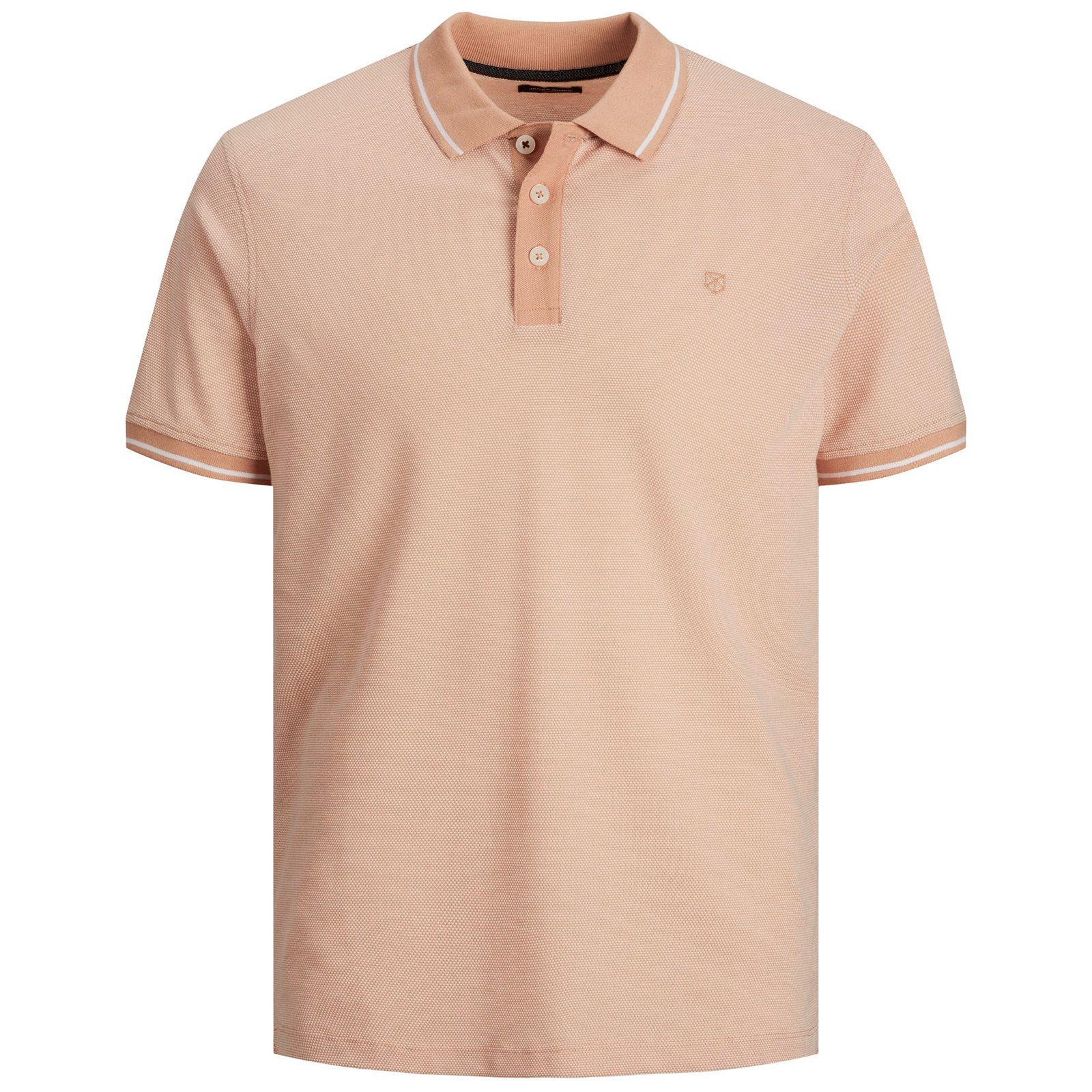 Poloshirt Jack&Jones Bicolor Poloshirt Übergröße apricot-weiß