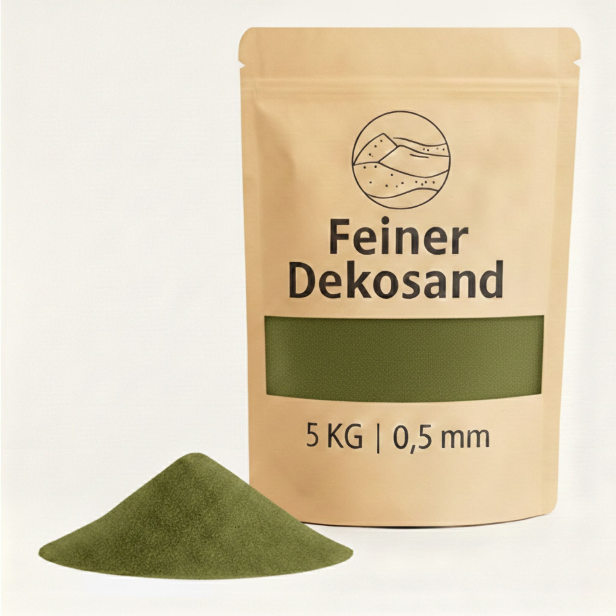 matches21 HOME & HOBBY Deko-Granulate Deko-Sand 5 KG olivgrün Ø 0,5 mm Vasen Glas-Füllung Streudeko, (1 St), Bunter Farbsand als feines Deko-Granulat Bastelsand
